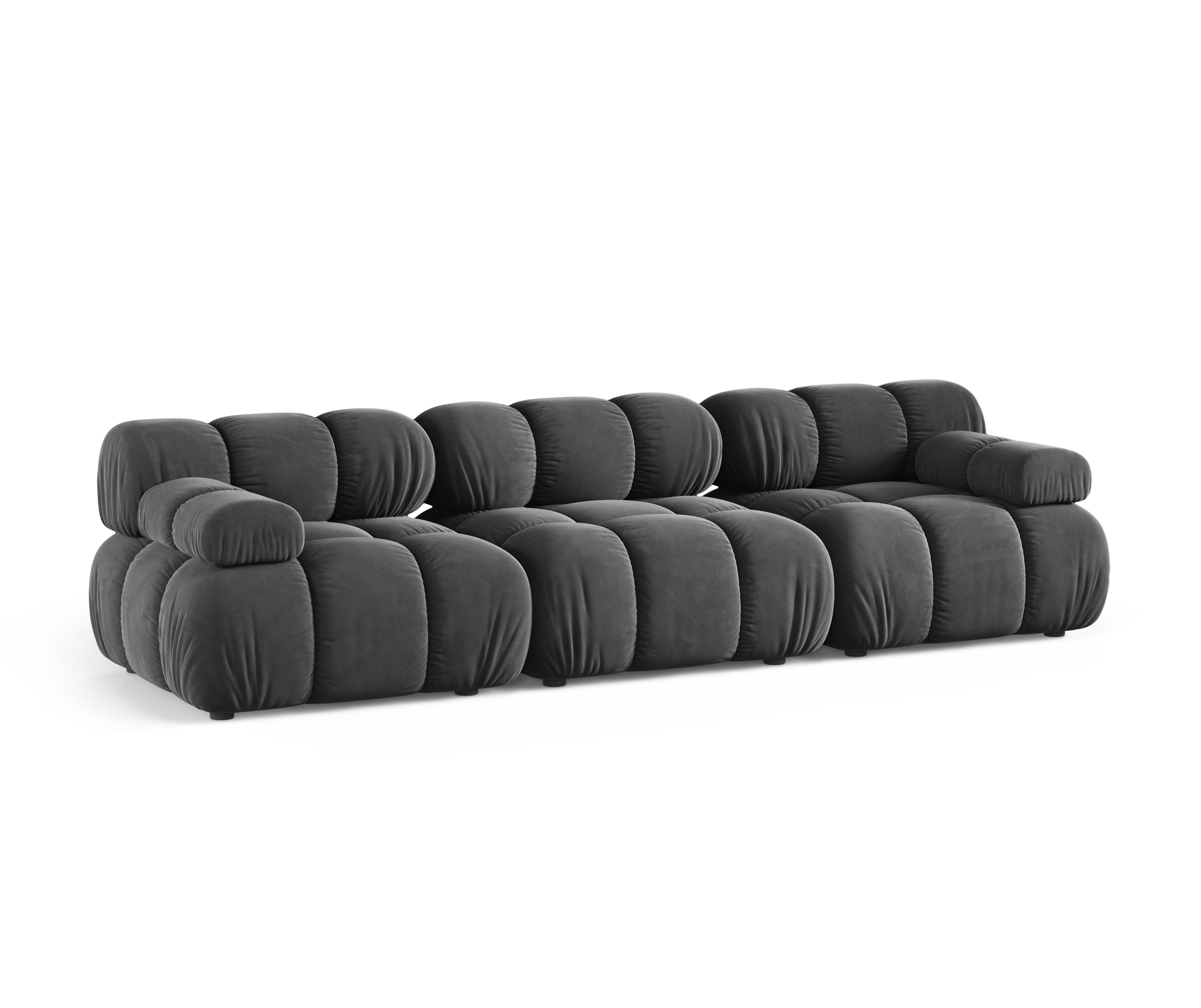 Modulaire 3-zitsbank BELLIS grijs fluweel