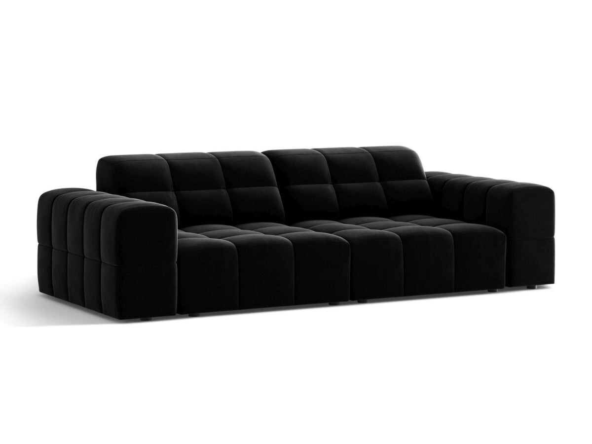 Sofa aksamitna 3-osobowa JENNIFER czarny Venus – ujęcie boczne