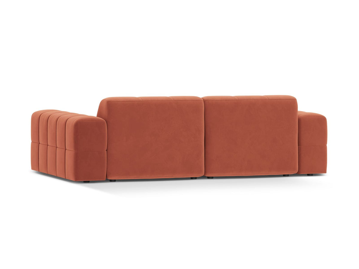 Sofa aksamitna 3-osobowa JENNIFER koralowy Venus – ujęcie tylne