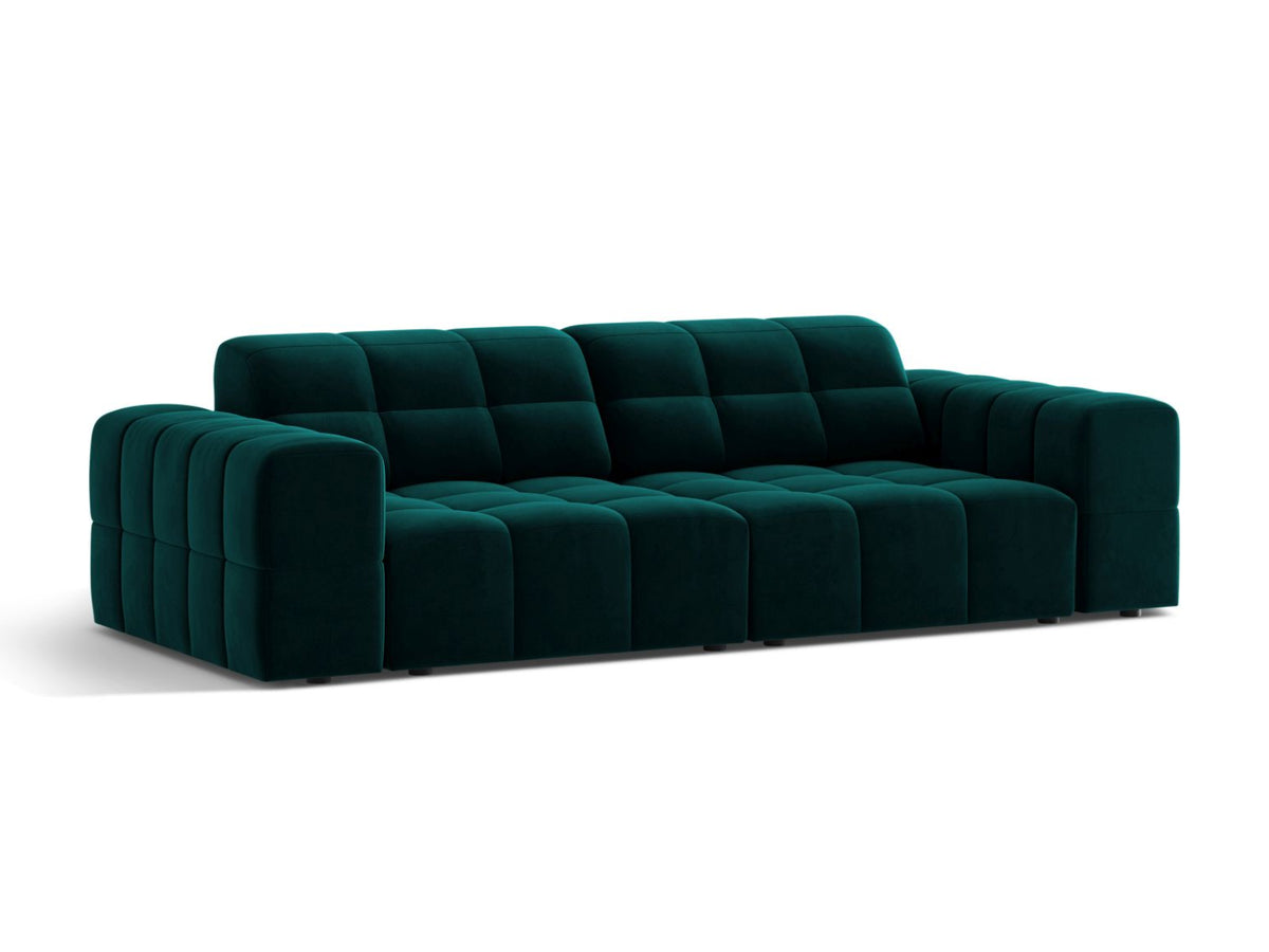 Sofa aksamitna 3-osobowa JENNIFER ciemny petrol Venus – ujęcie boczne