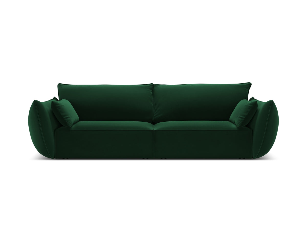 Sofa aksamitna 3-osobowa KAELLE butelkowa zieleń – Micadoni