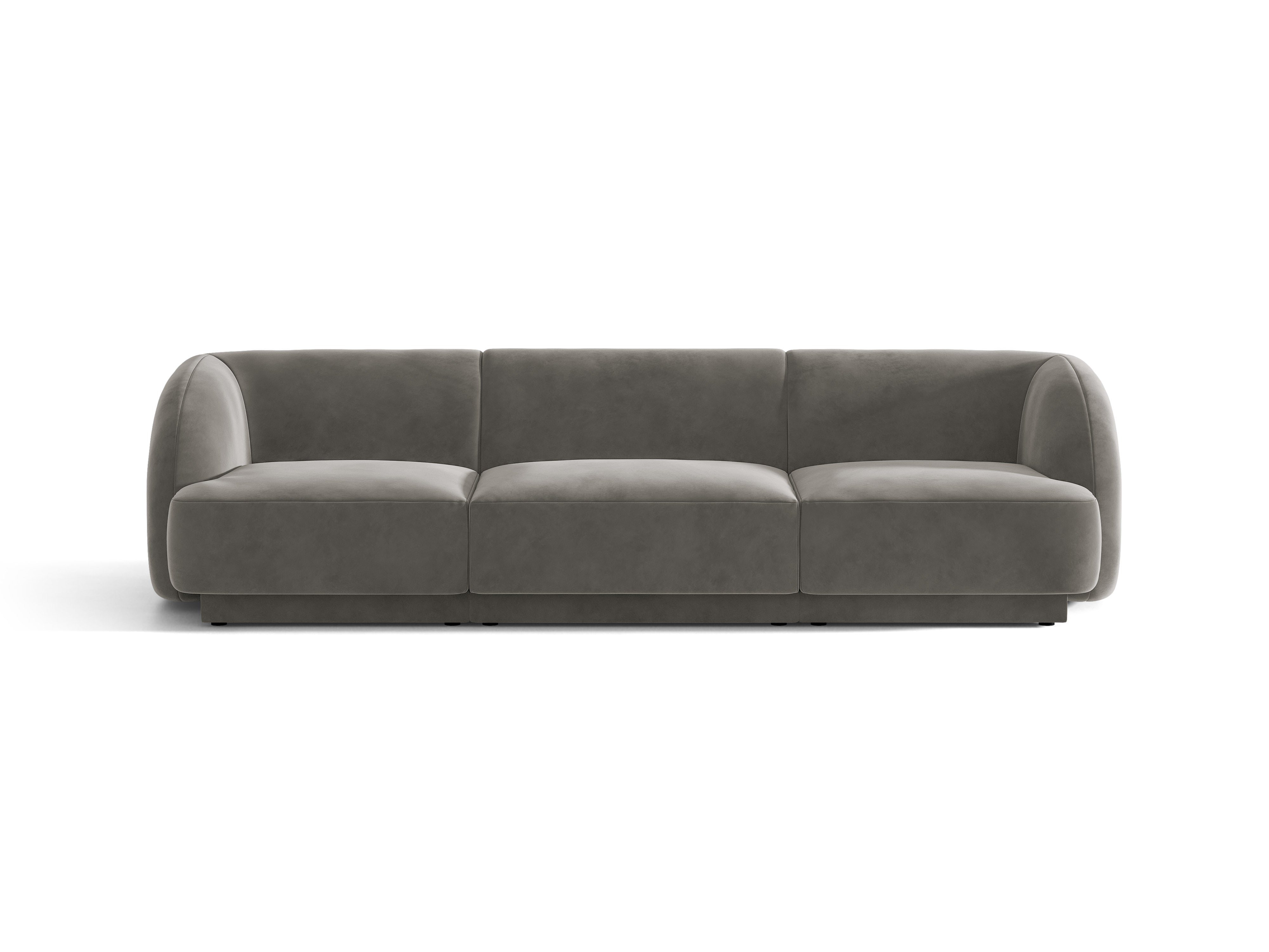 Sofa van fluweel voor 3 personen MILEY lichtgrijs