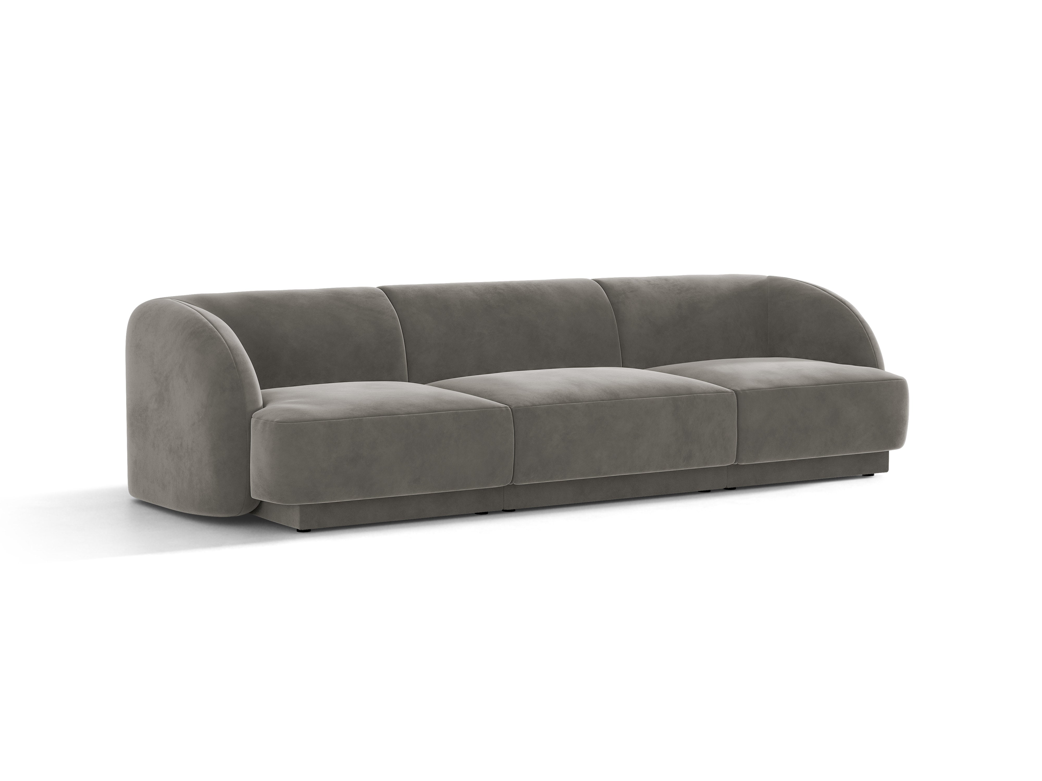 Sofa van fluweel voor 3 personen MILEY lichtgrijs