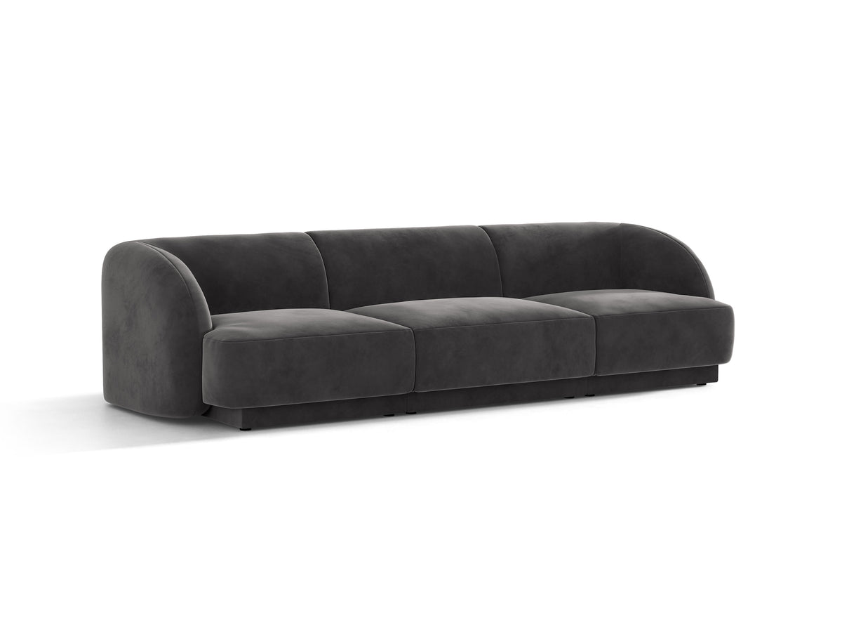 Sofa van fluweel 3-zits MILEY donkergrijs