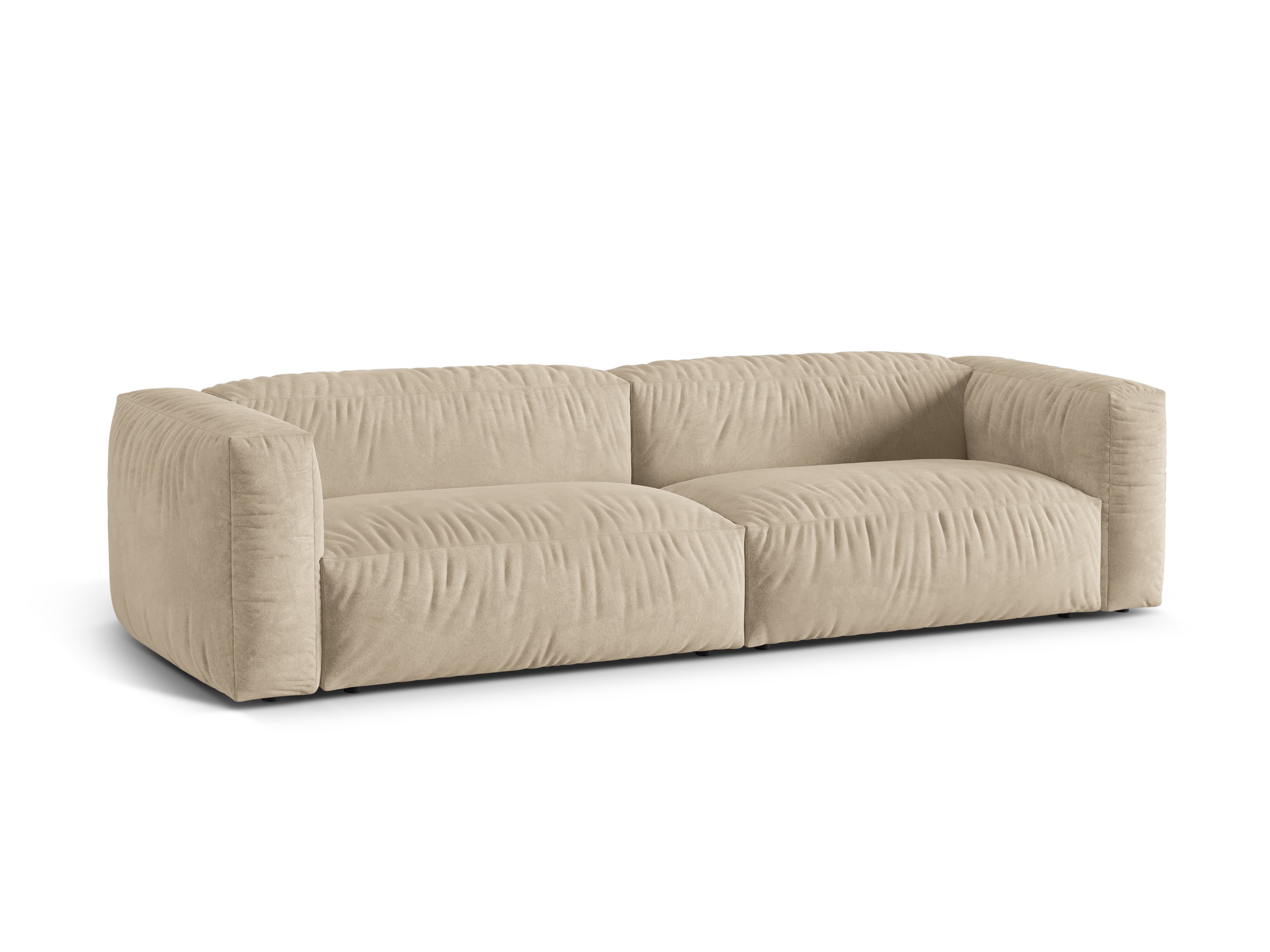 Sofa van fluweel voor 4 personen MARTINA lichtbeige