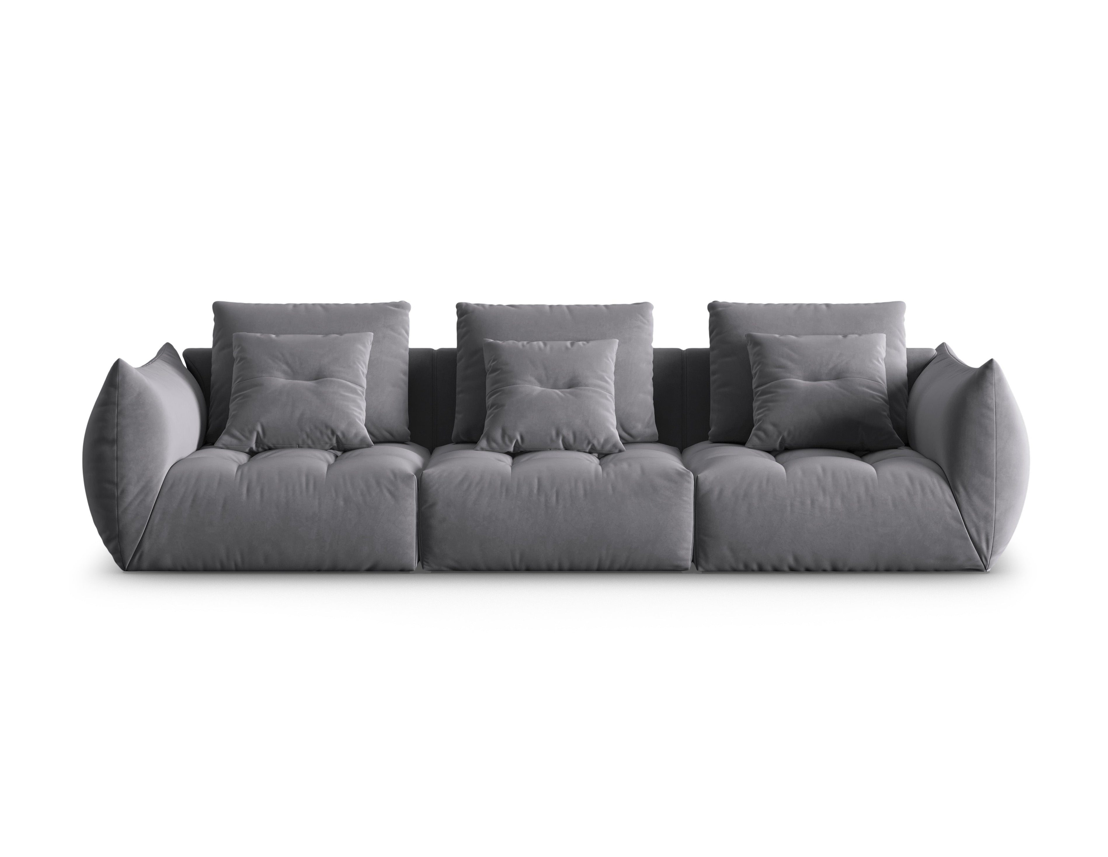 Fluwelen bank voor 4 personen BLOOM donkergrijs