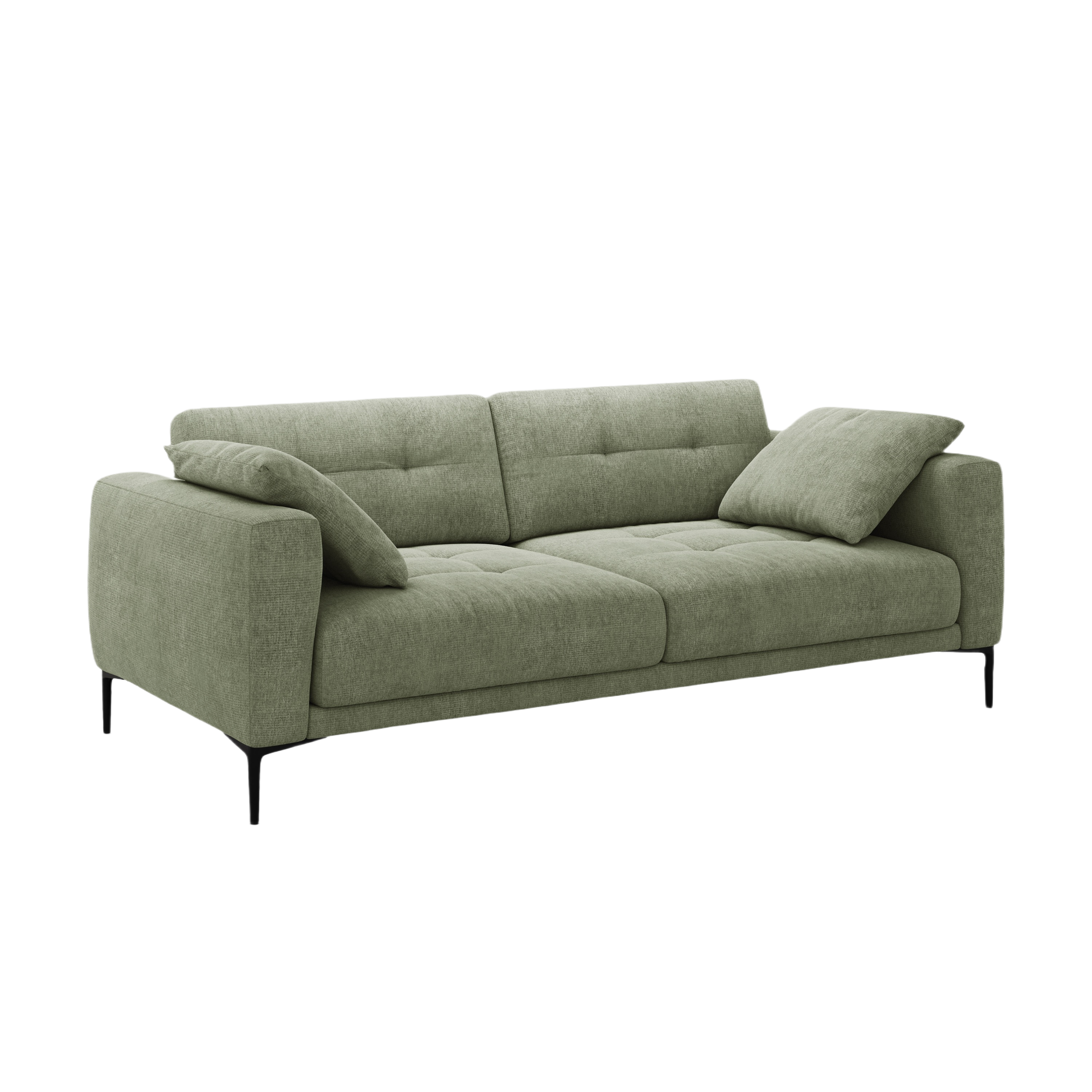 Sofa voor 4 personen BEMY olijfgroene chenille