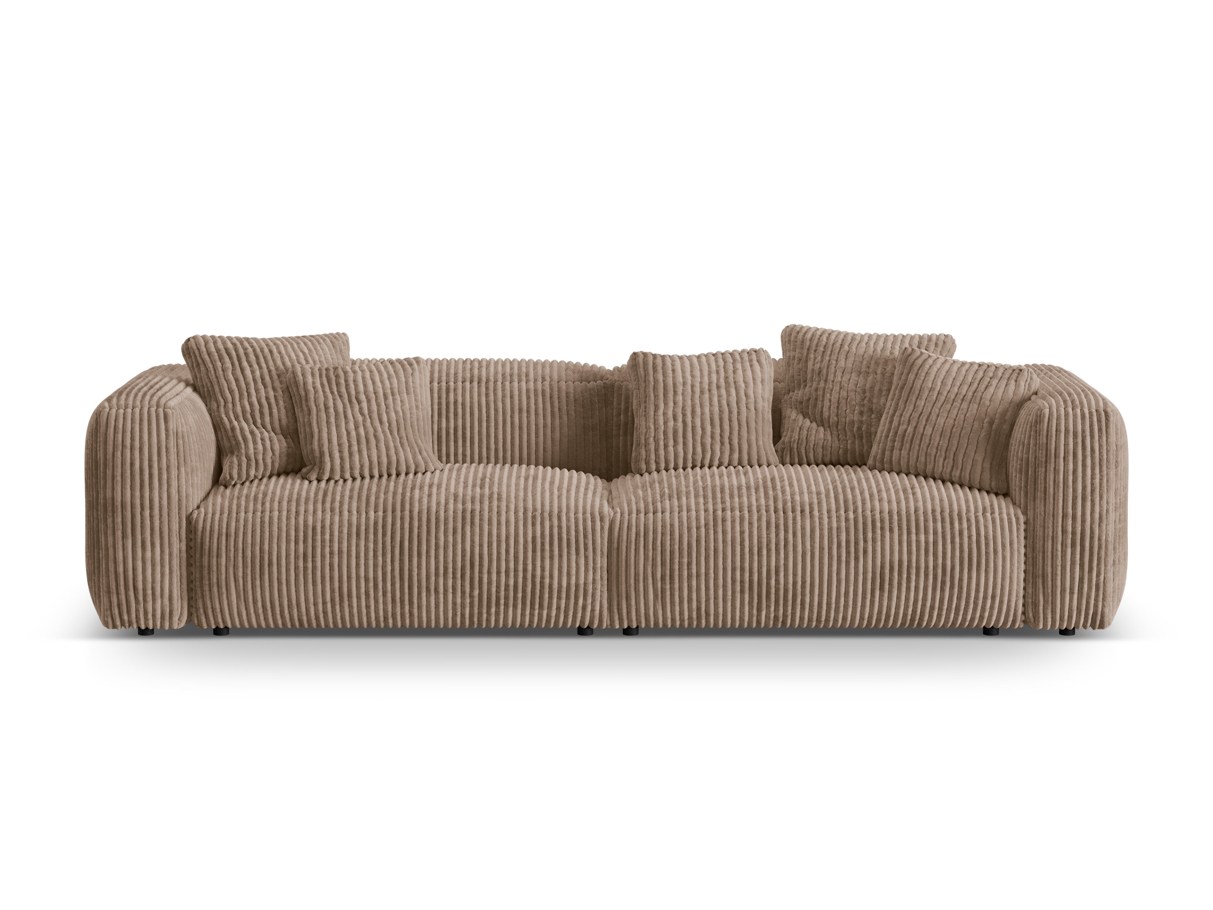 Sofa voor 4 personen MARTINA donkerbeige ribstof