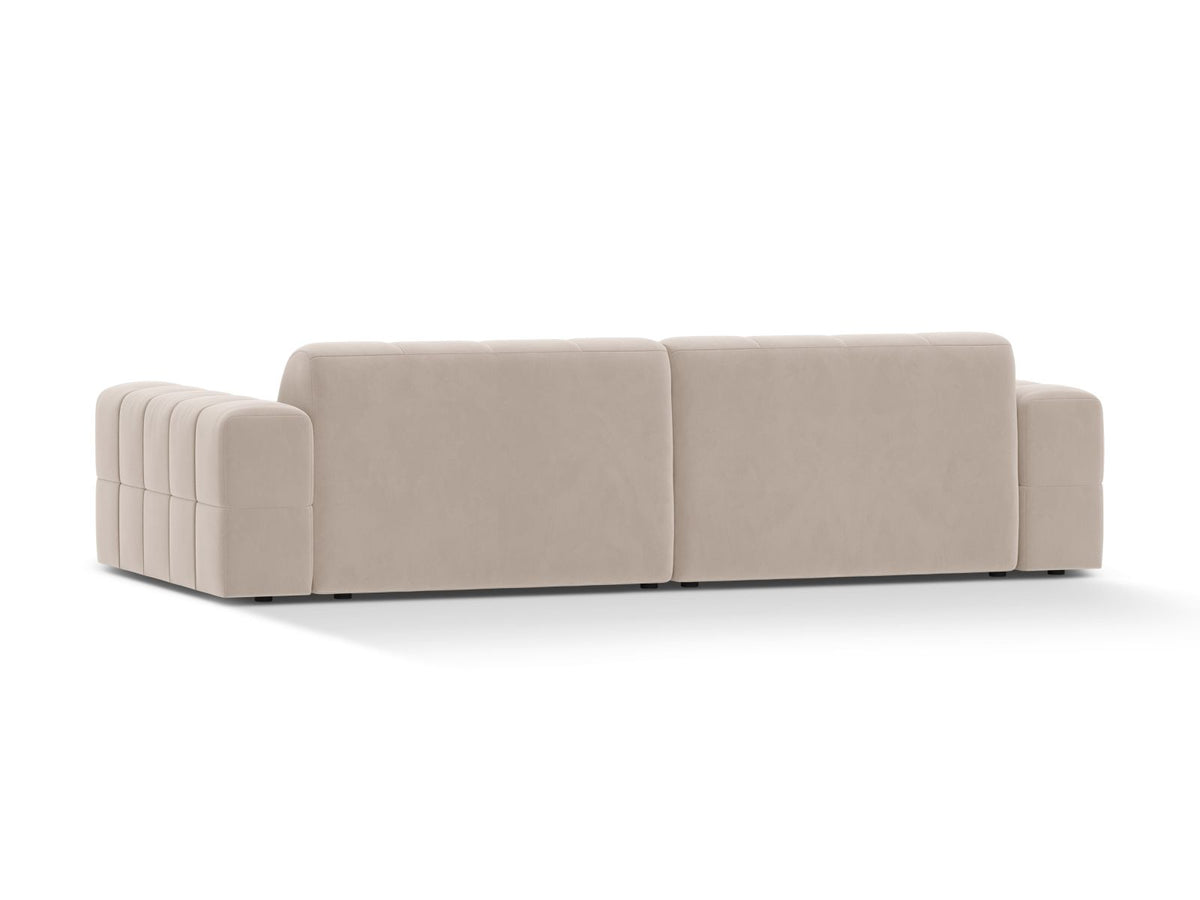 Sofa aksamitna 4-osobowa JENNIFER jasnobeżowy Venus – ujęcie tylne