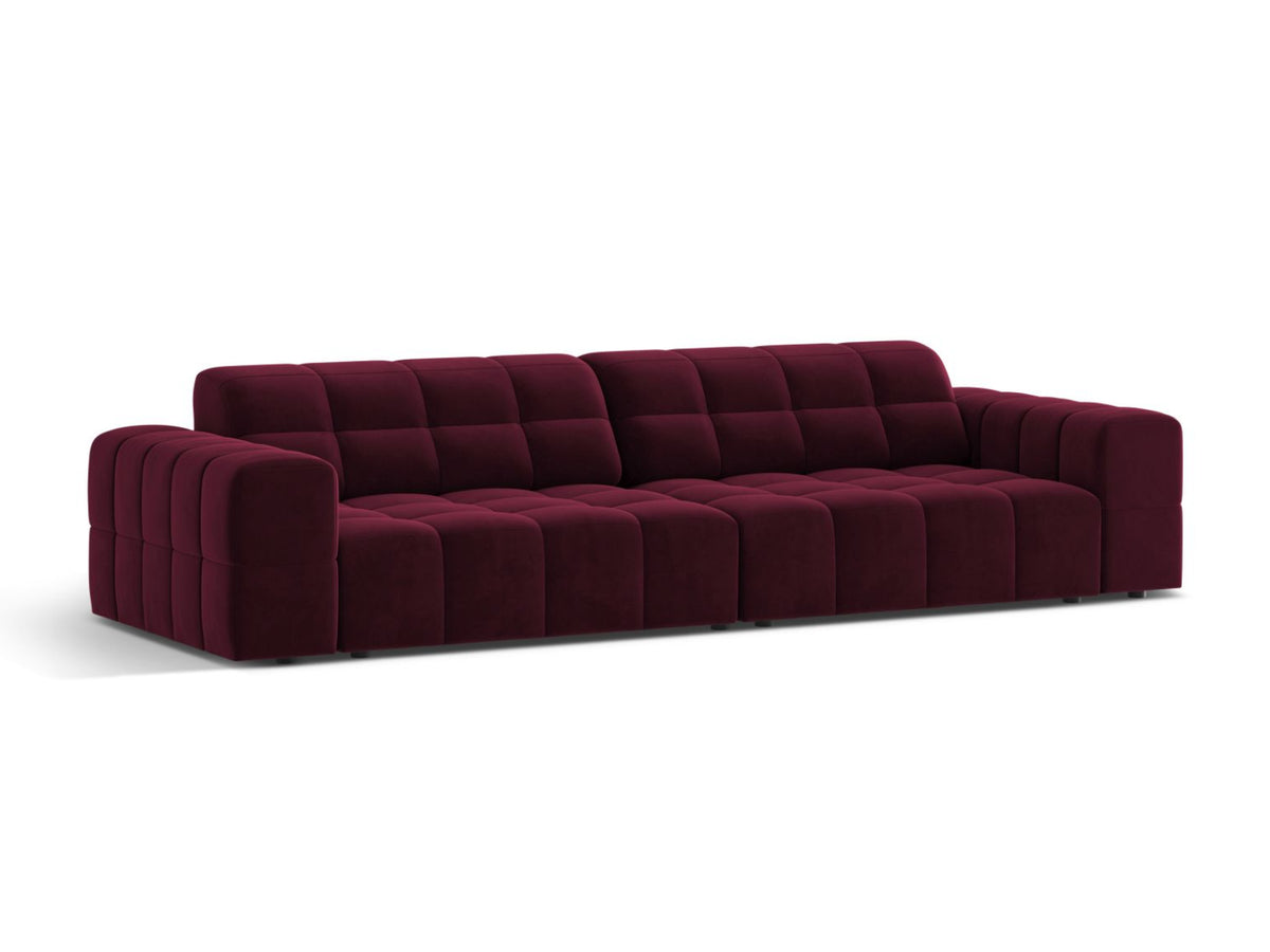 Sofa aksamitna 4-osobowa JENNIFER bordowy Venus – ujęcie boczne