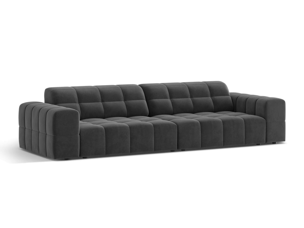 Sofa aksamitna 4-osobowa JENNIFER szary Venus – ujęcie boczne