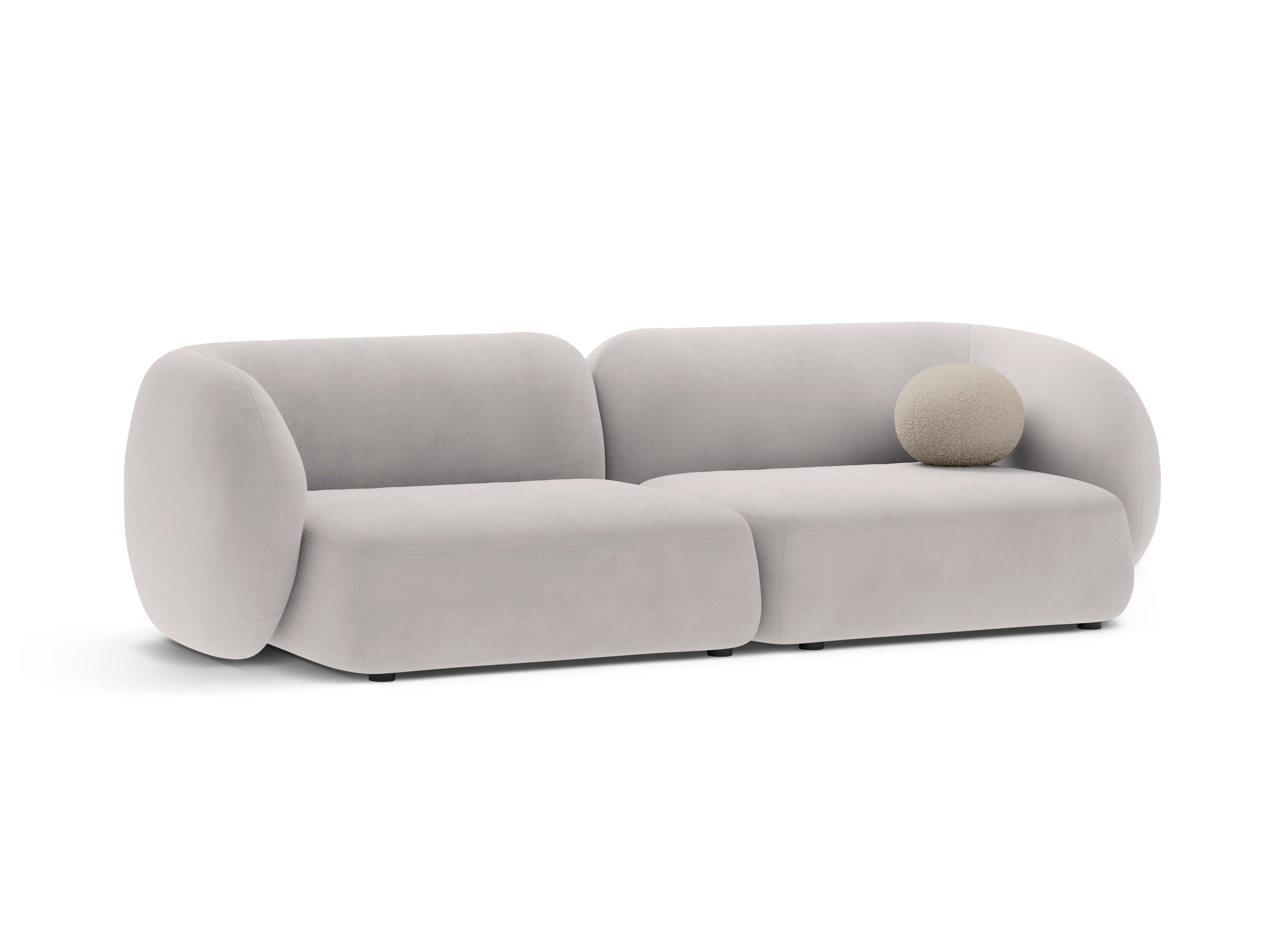 Sofa 4-zits fluwelen KATE lichtgrijs