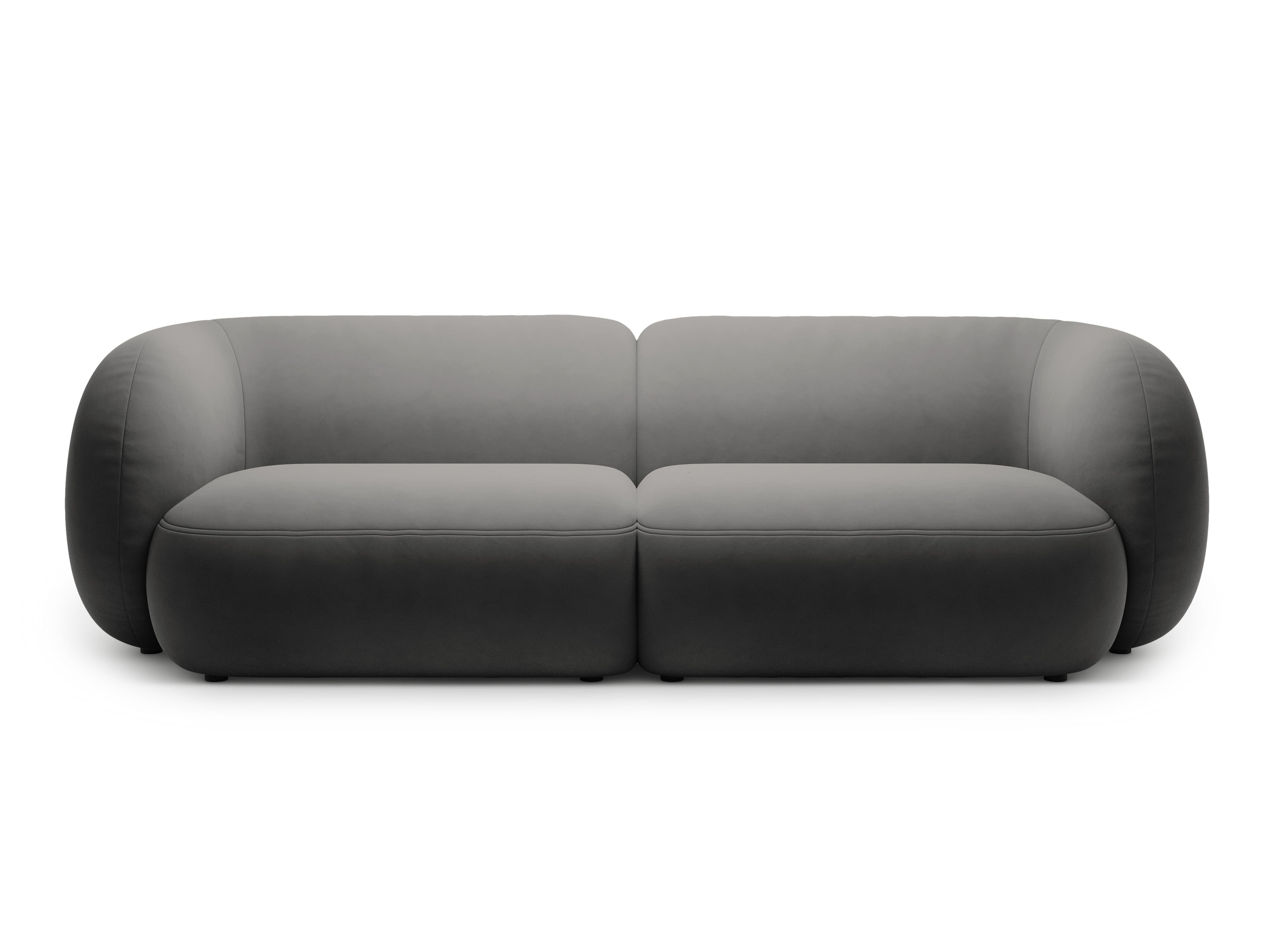 Sofa voor 4 personen van fluweel KATE donkergrijs
