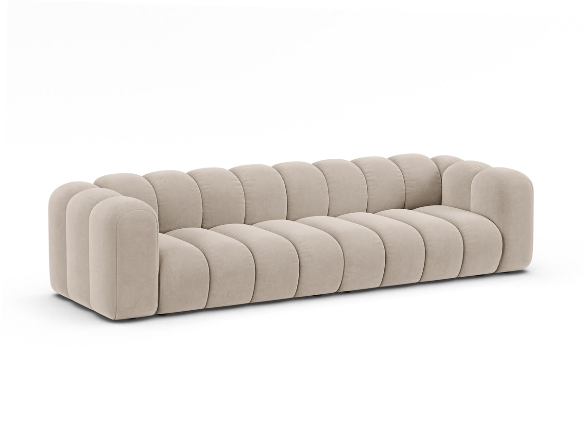 Sofa aksamitna 4-osobowa LUPINE beżowy – Micadoni