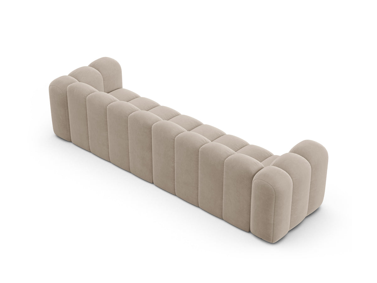 Sofa aksamitna 4-osobowa LUPINE beżowy – szenil