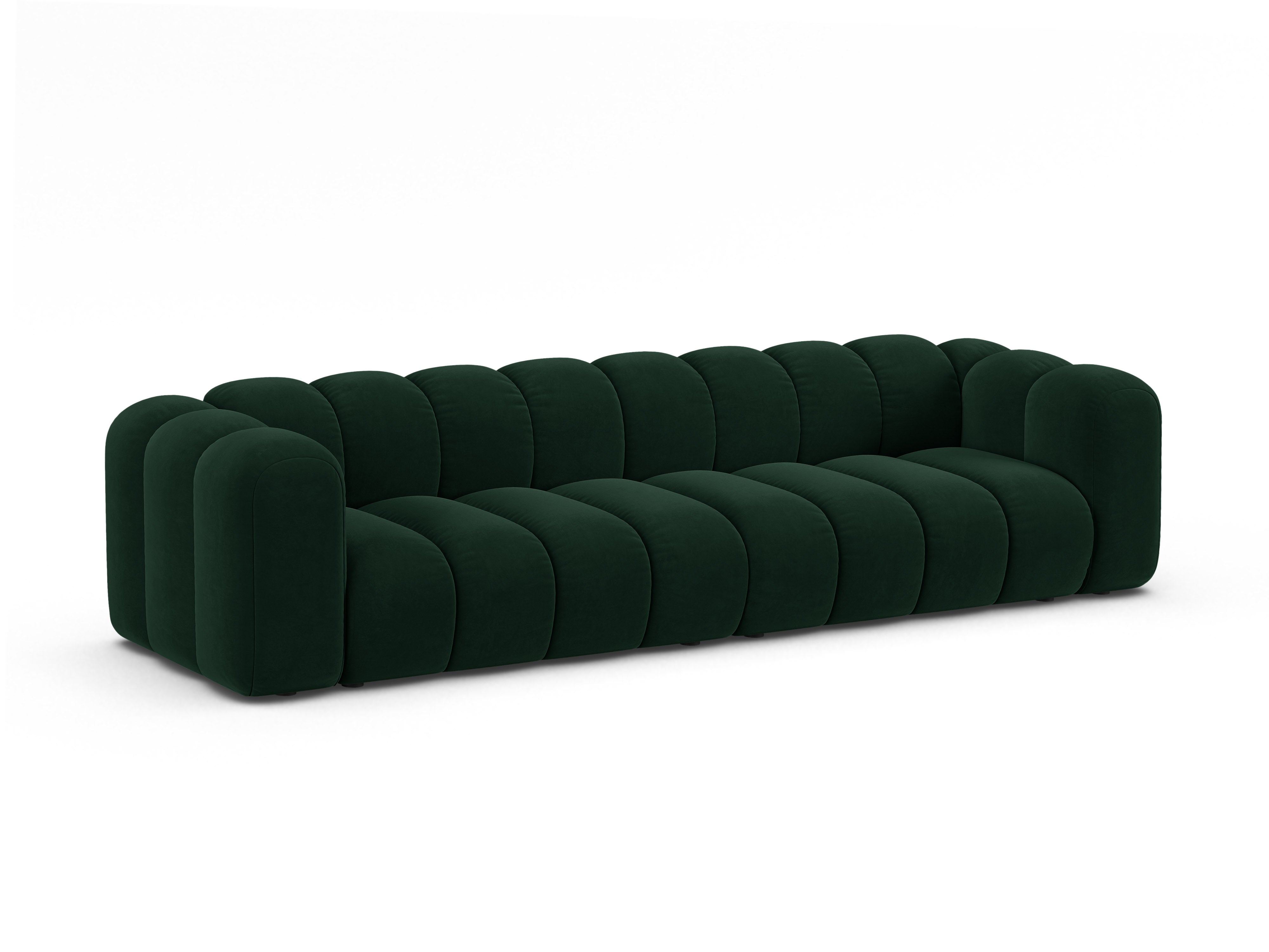 Sofa aksamitna 4-osobowa LUPINE butelkowy zielony – Micadoni