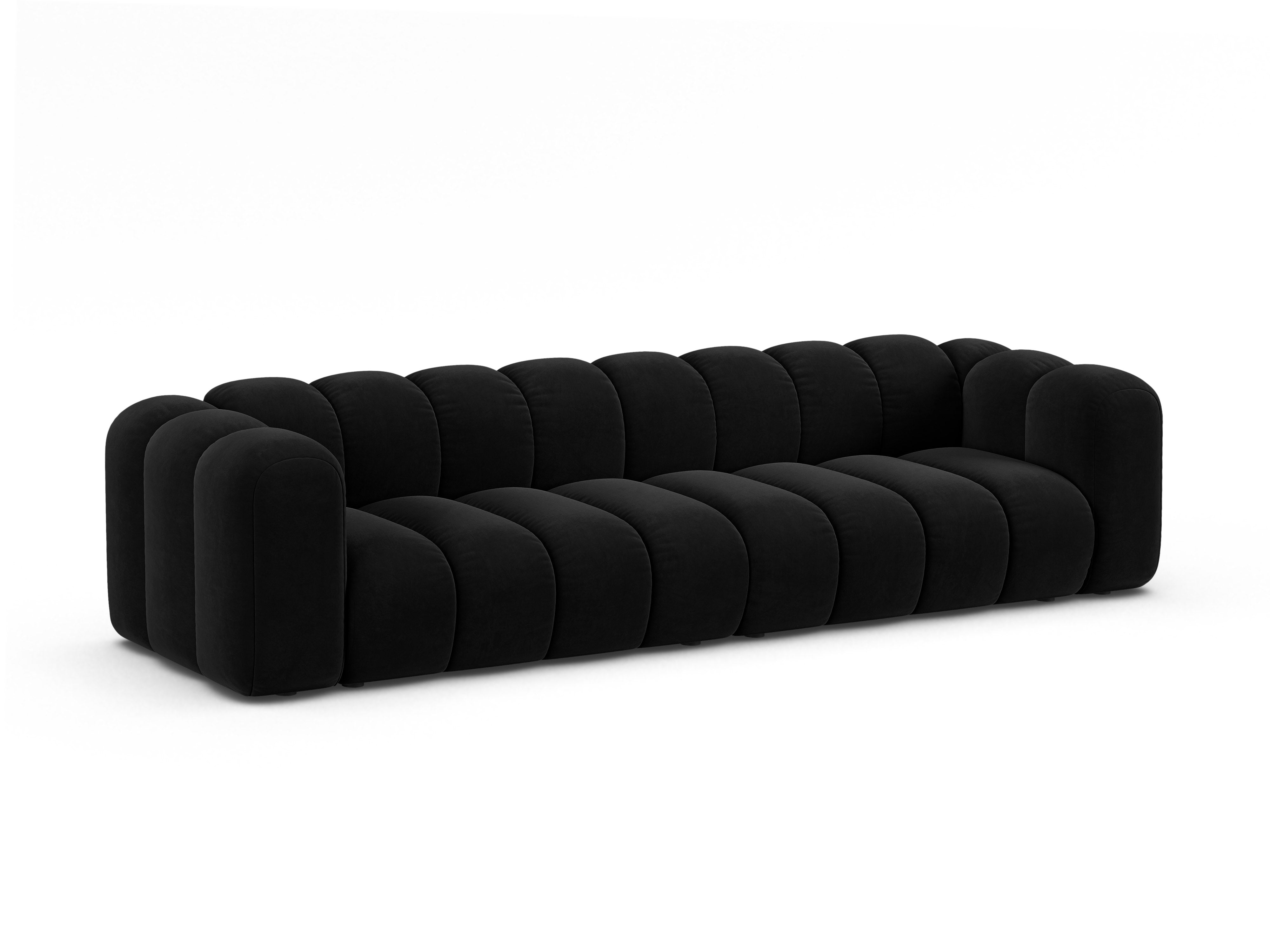 Sofa aksamitna 4-osobowa LUPINE czarny – Micadoni