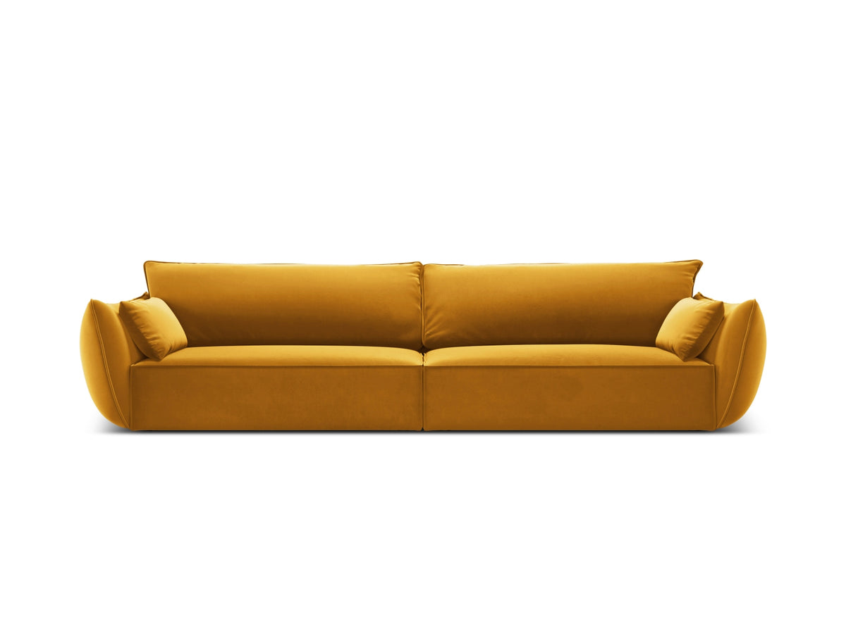 Sofa aksamitna 4-osobowa KAELLE żółty – Micadoni