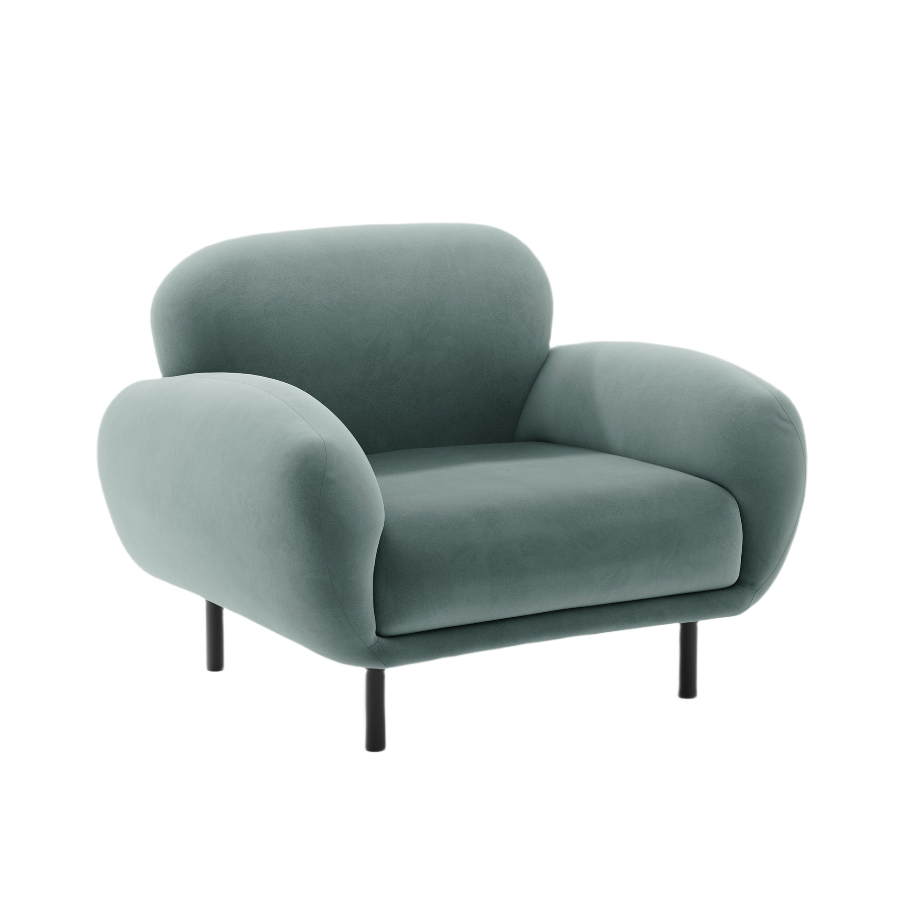Fluwelen fauteuil POPPY lichtblauw