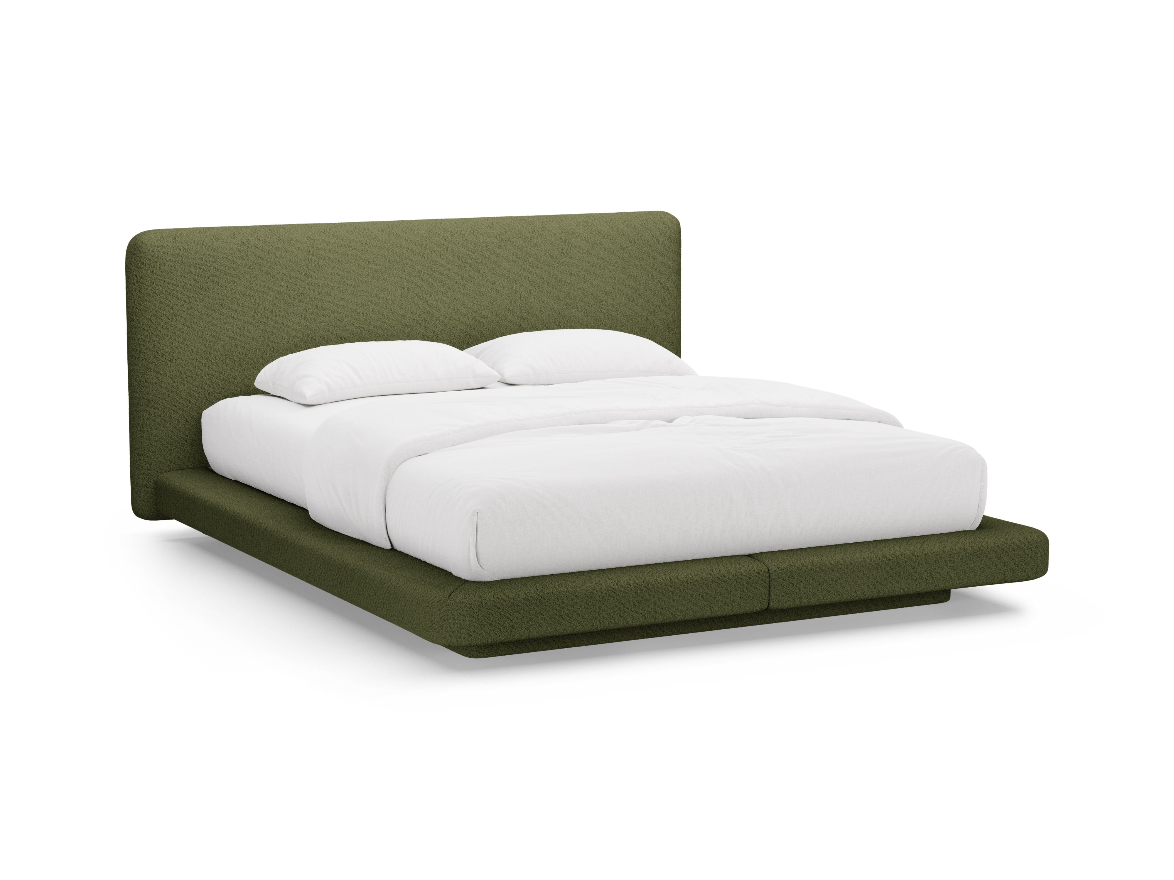 Bett LINEA dunkles olivgrünes Boucle