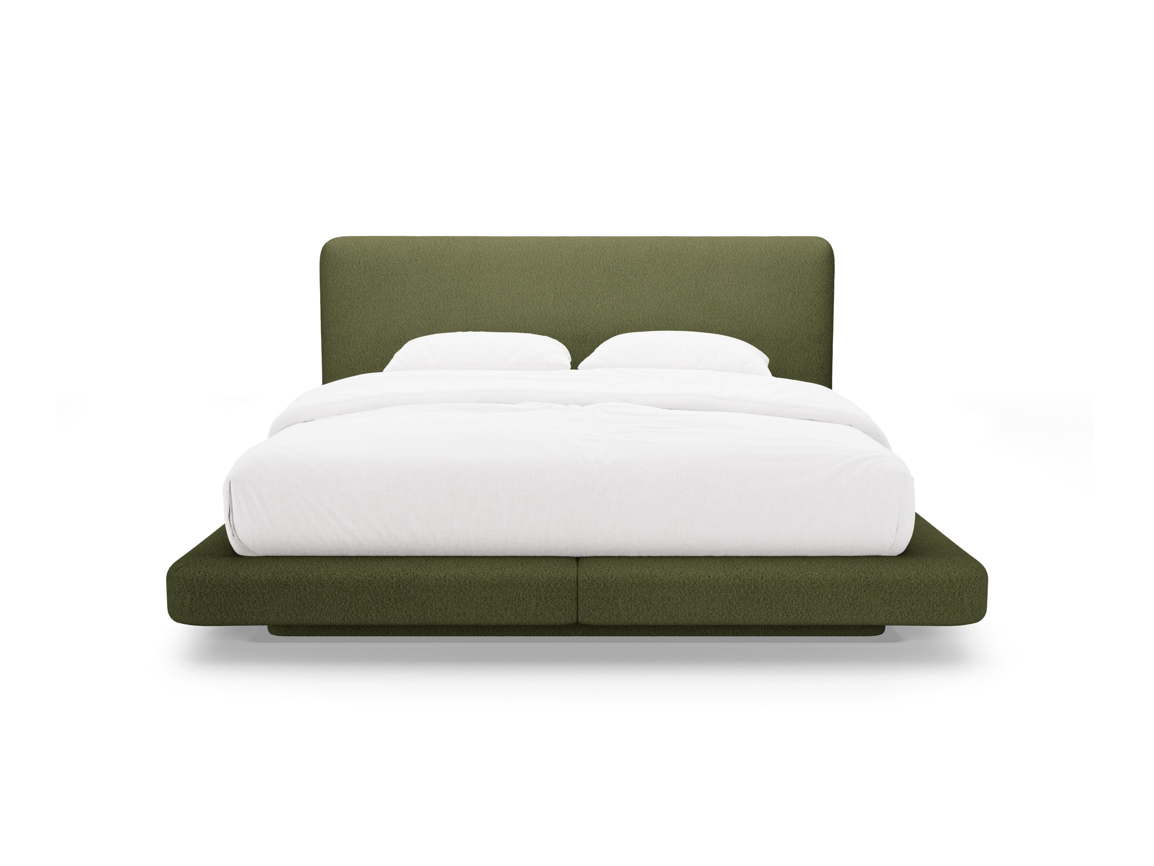Bett LINEA dunkles olivgrünes Boucle