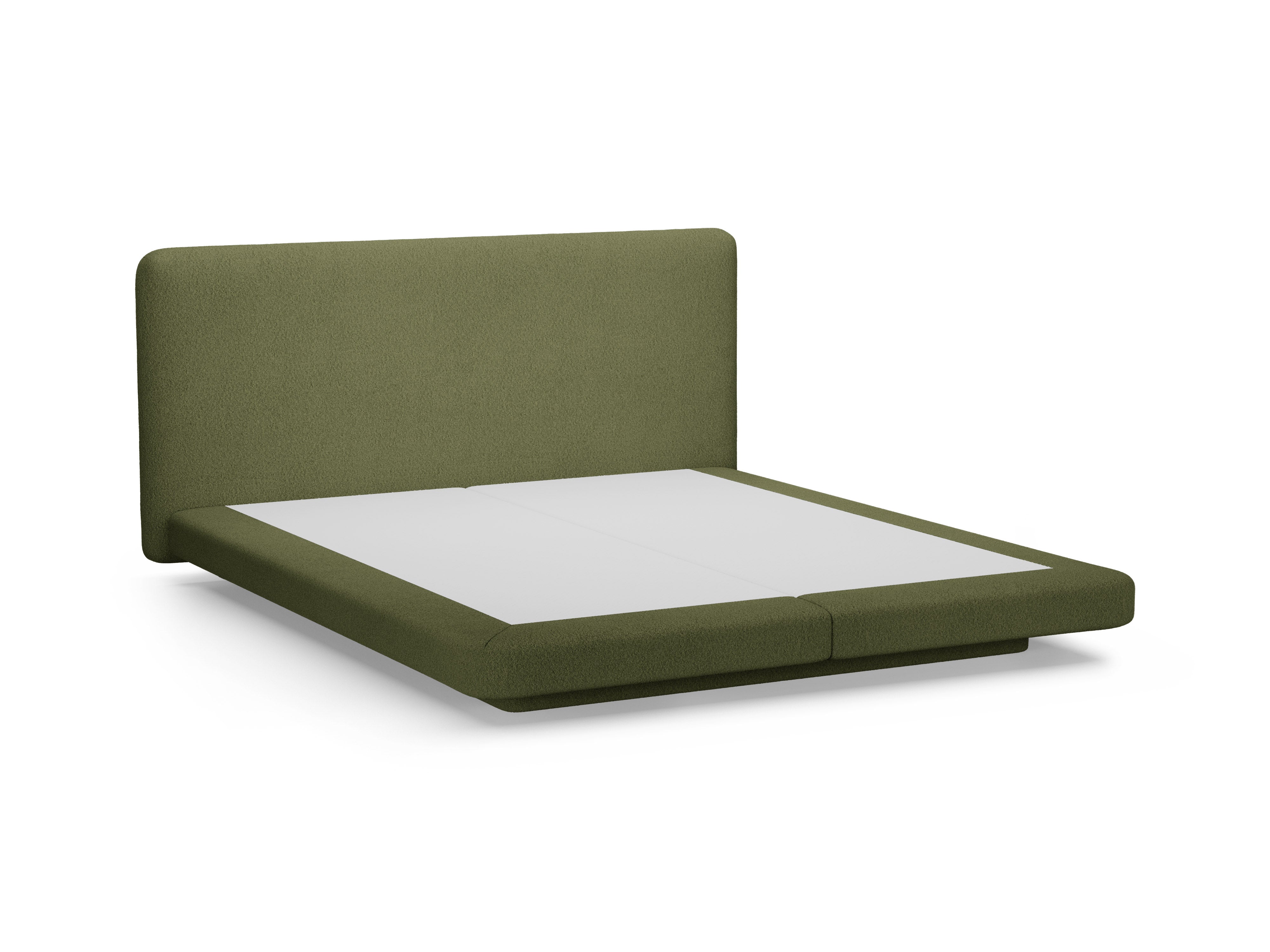 Bett LINEA dunkles olivgrünes Boucle