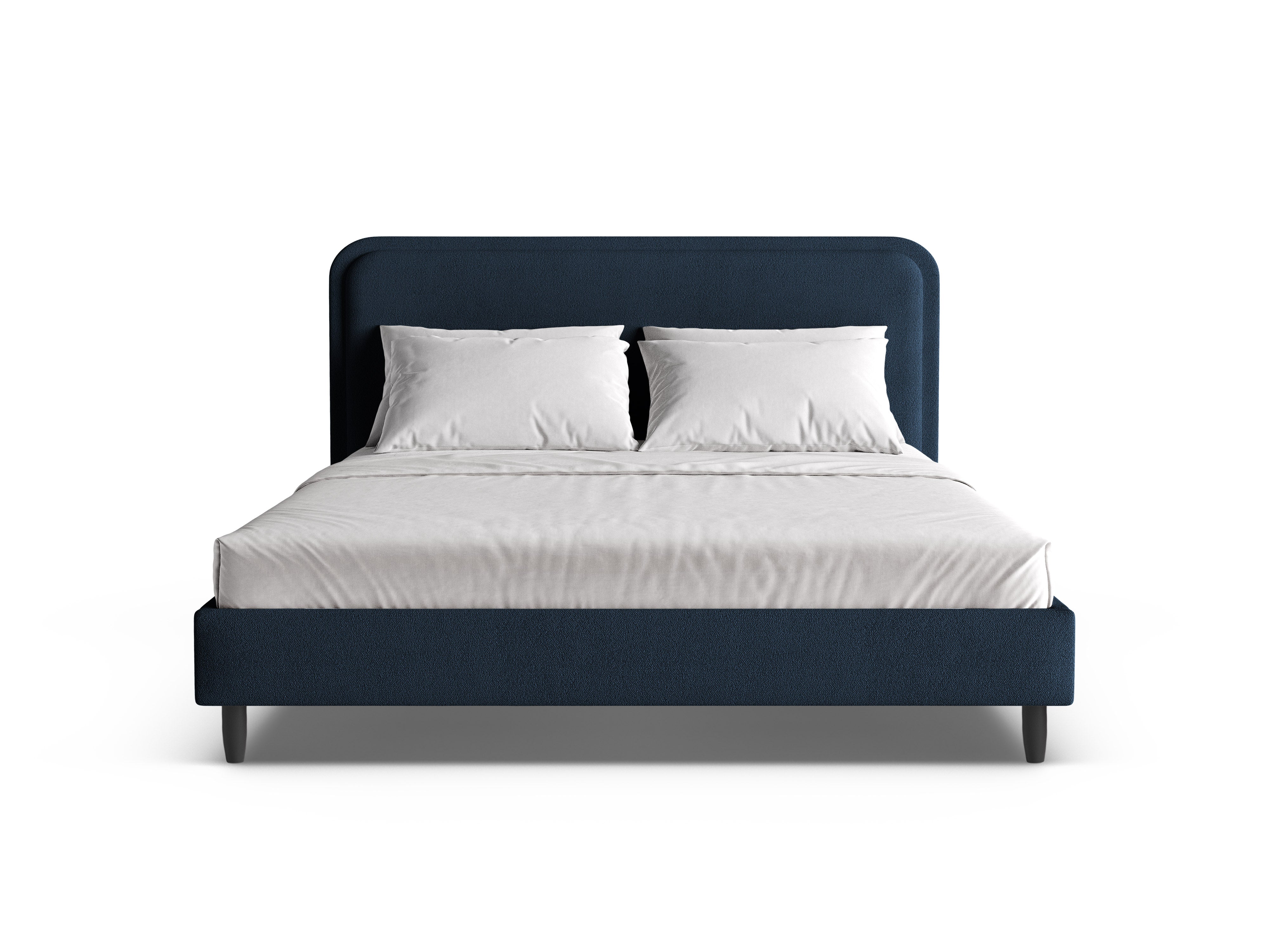 Bed AVELINE donkerblauw boucle