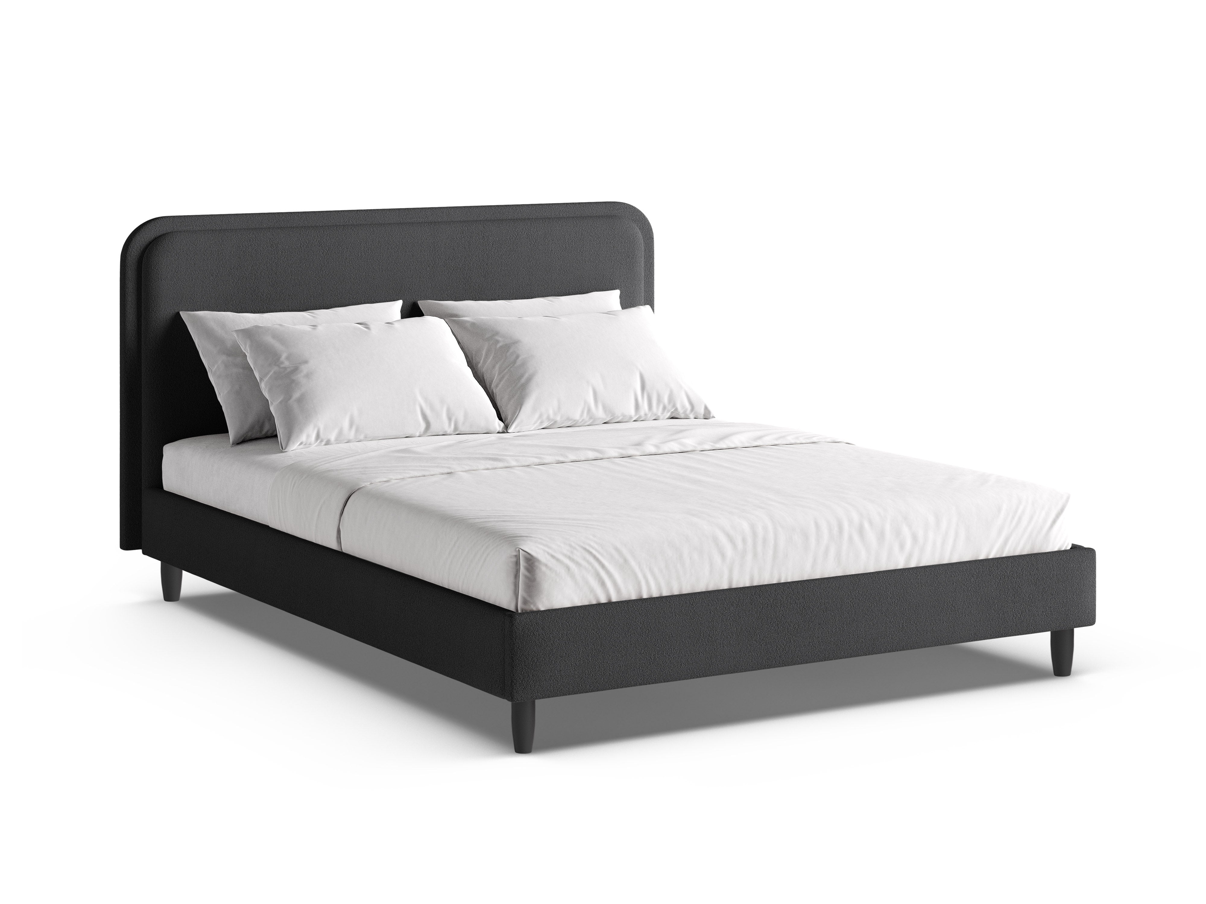 Bett AVELINE dunkelgrau Boucle