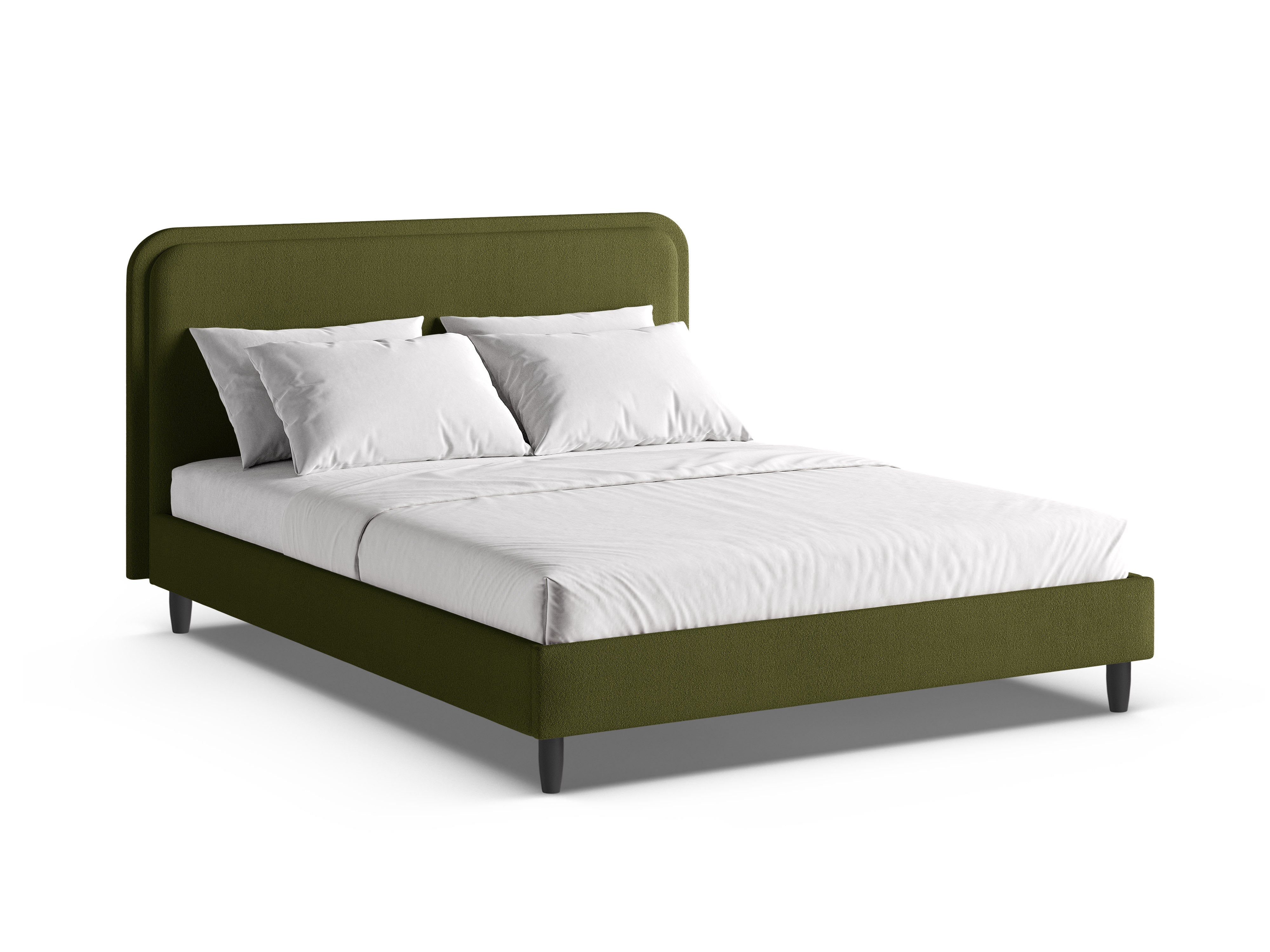 Bed AVELINE donkergroen olijf boucle