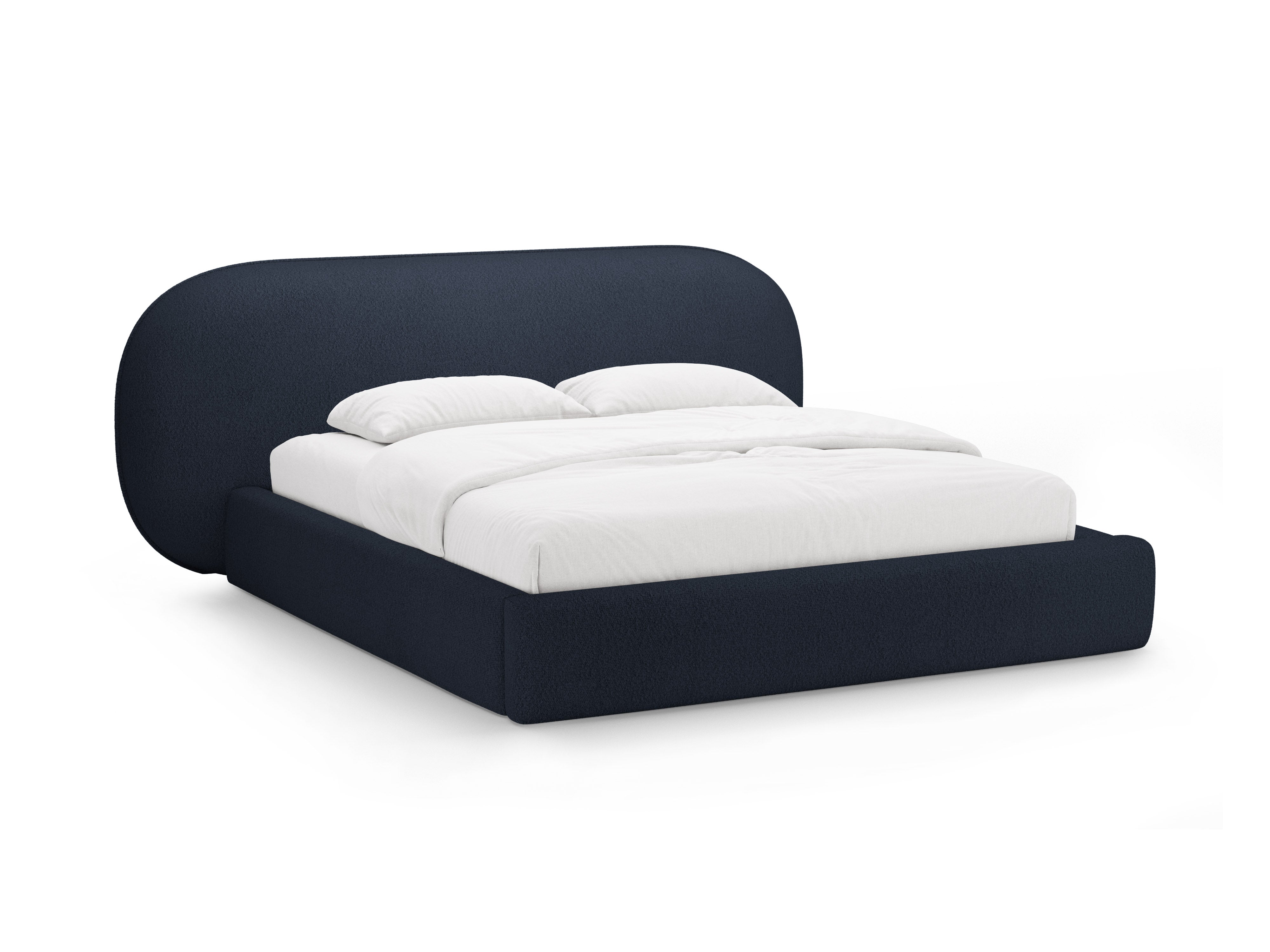 Bed OVALO donkerblauw boucle