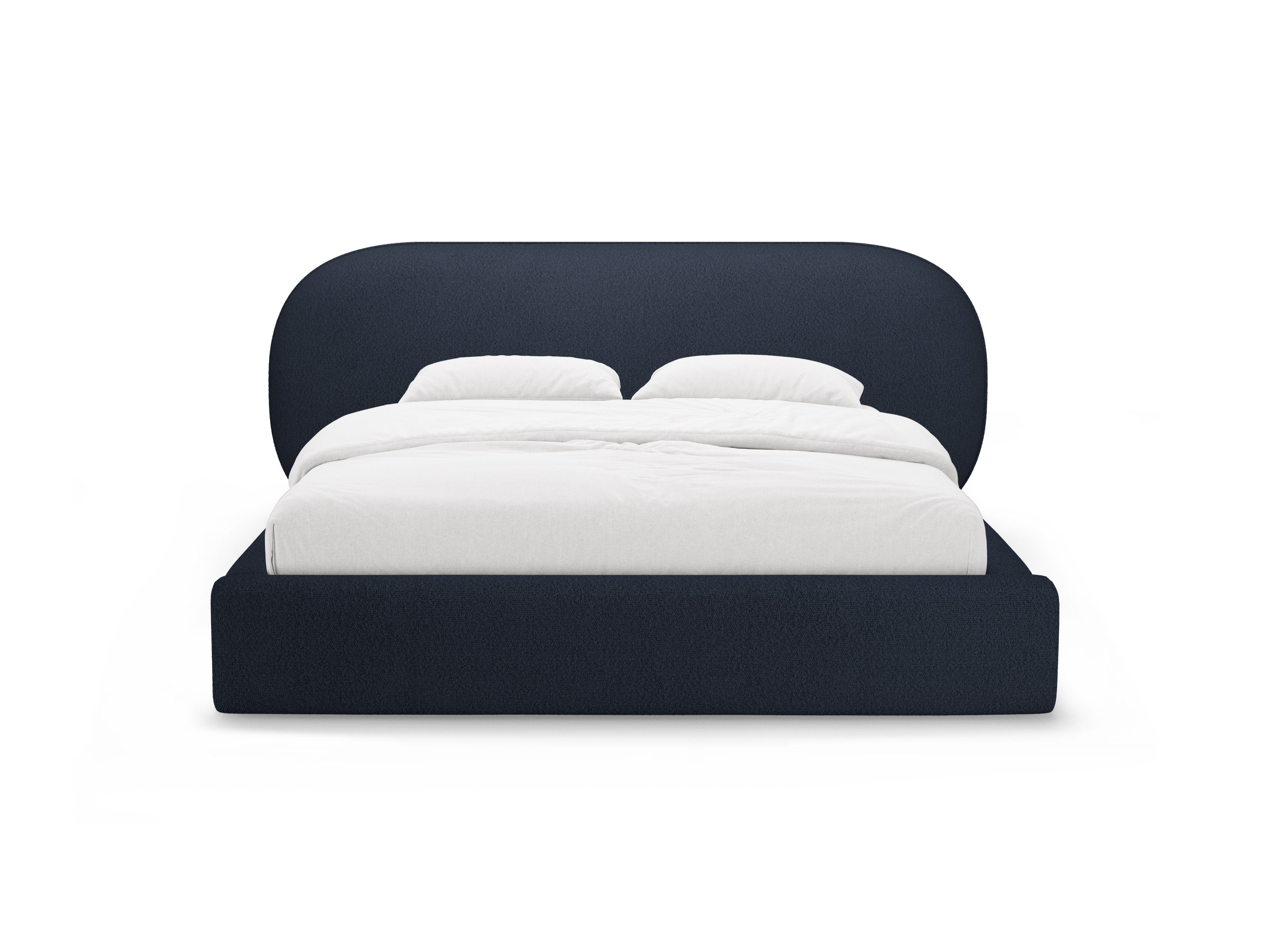 Bed OVALO donkerblauw boucle
