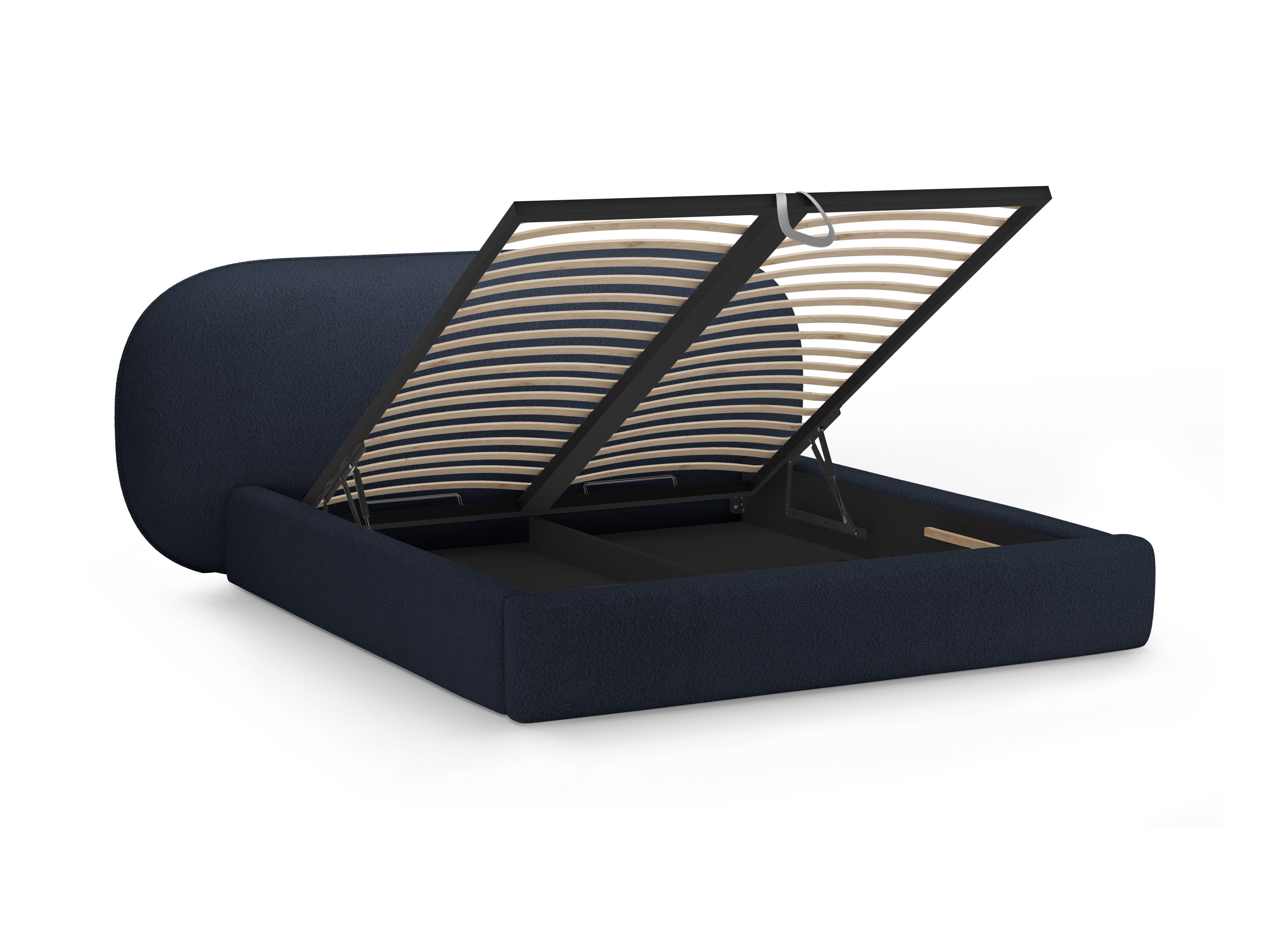 Bed OVALO donkerblauw boucle
