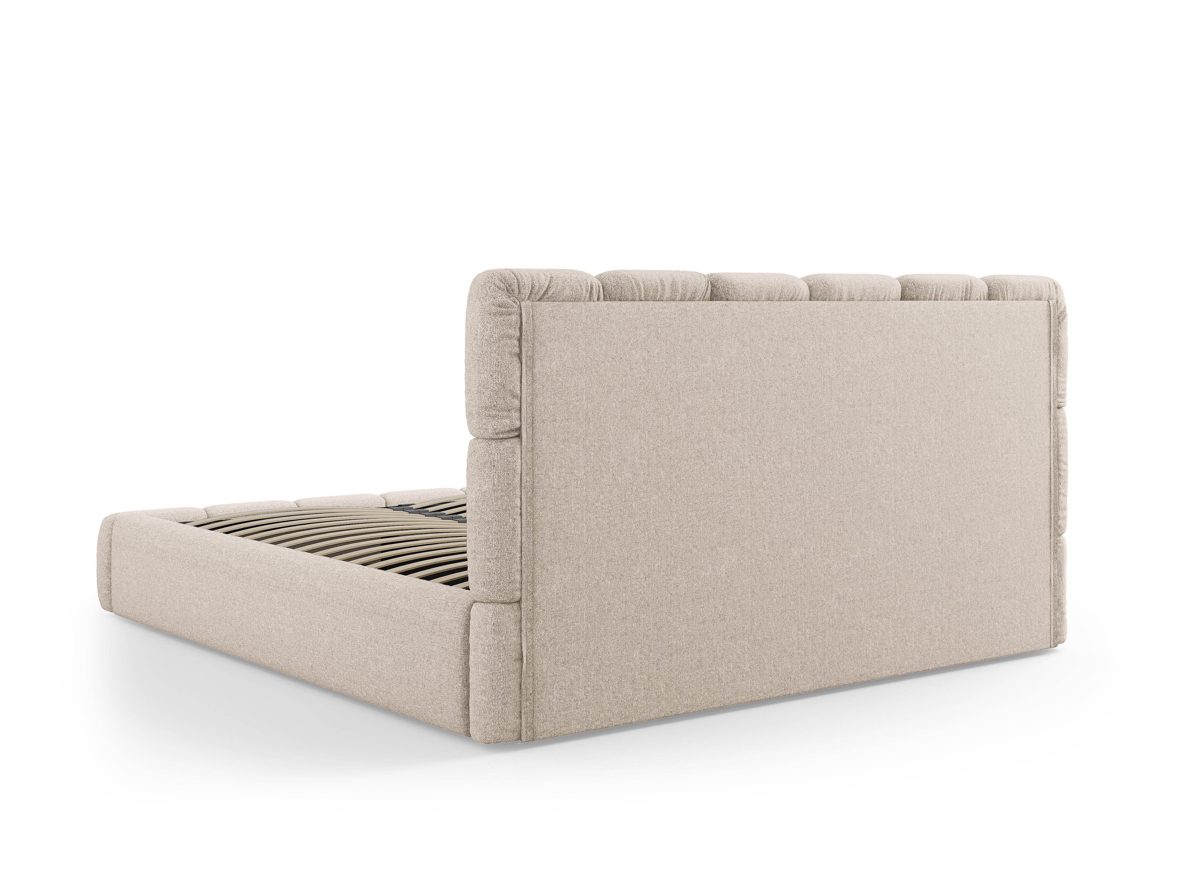 BELLIS bed met opbergruimte voor beddengoed, beige zijdeachtige chenille