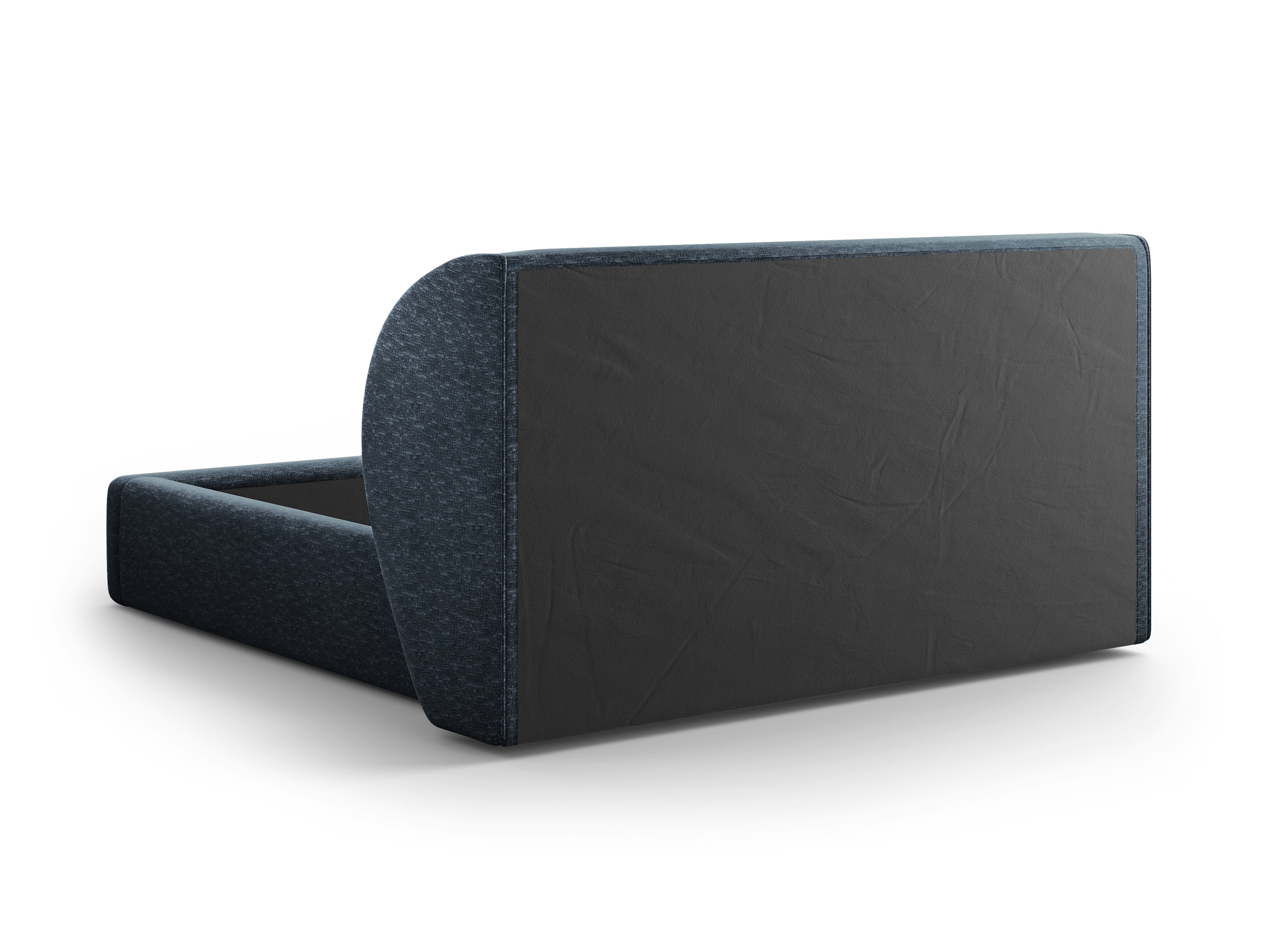 Łóżko w tkaninie szenilowej z pojemnikiem na pościel MILEY granat królewski Micadoni Eye on Design