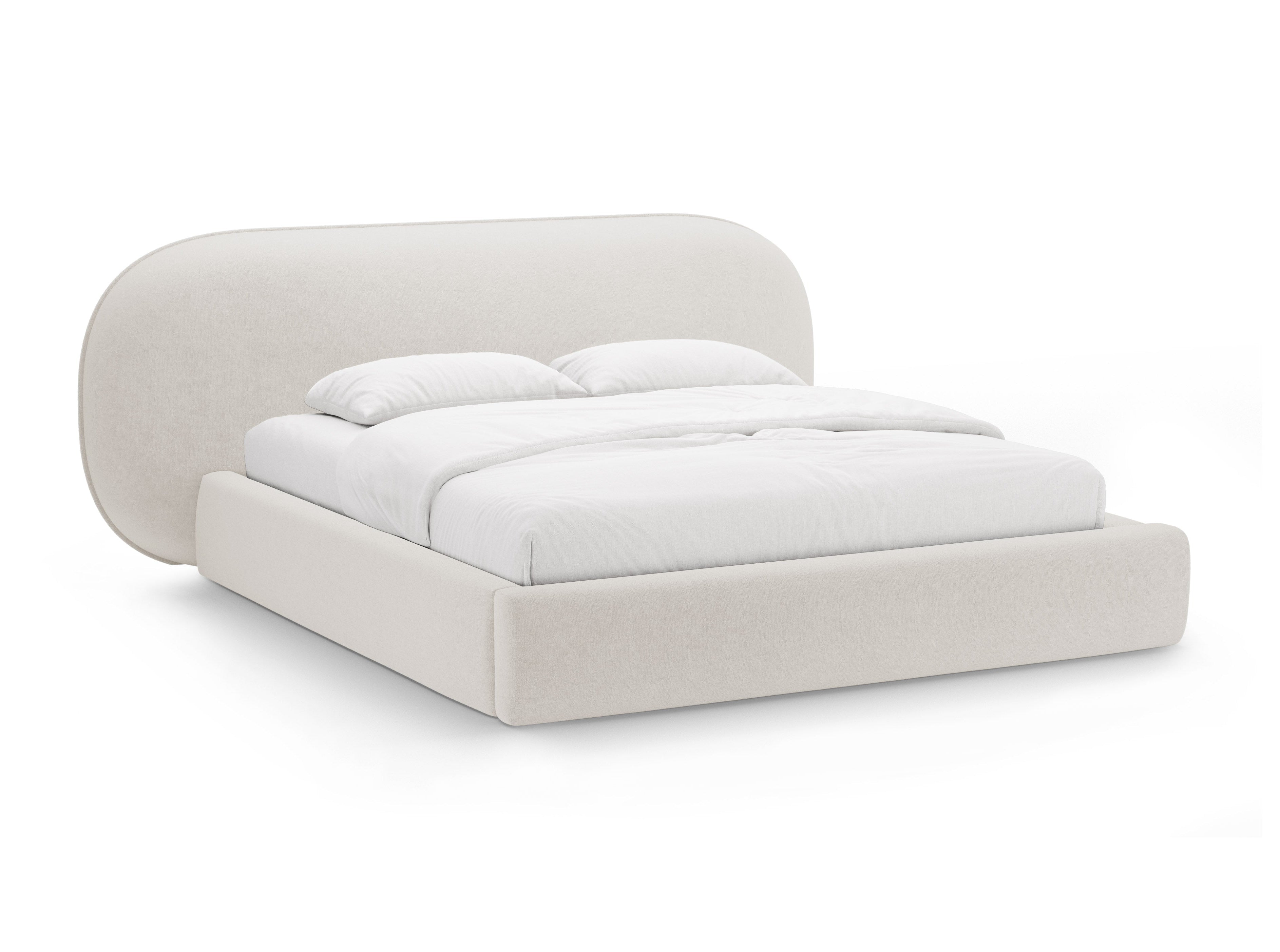 OVALO bed light beige chenille