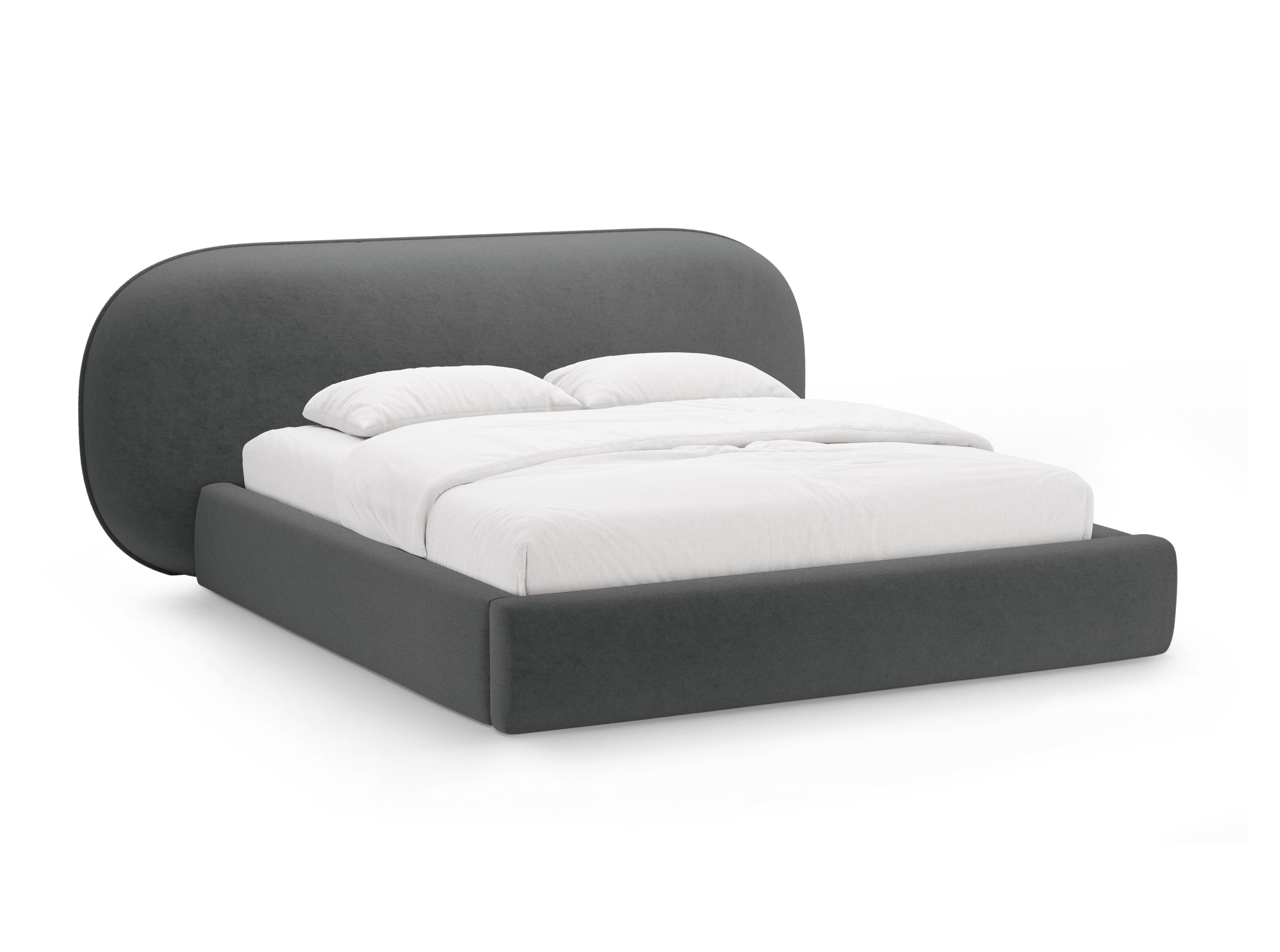 OVALO bed donkergrijs chenille