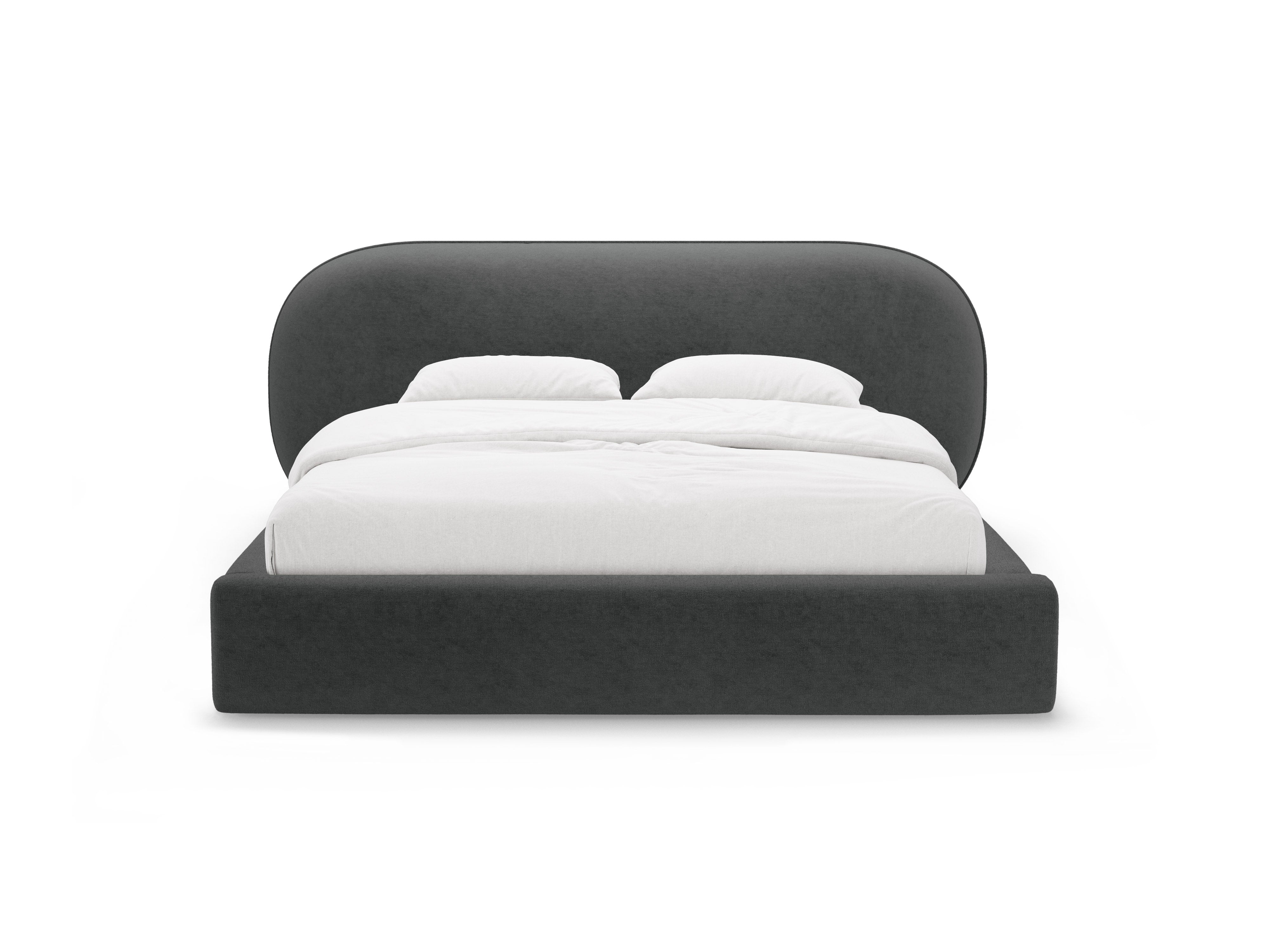 OVALO bed donkergrijs chenille
