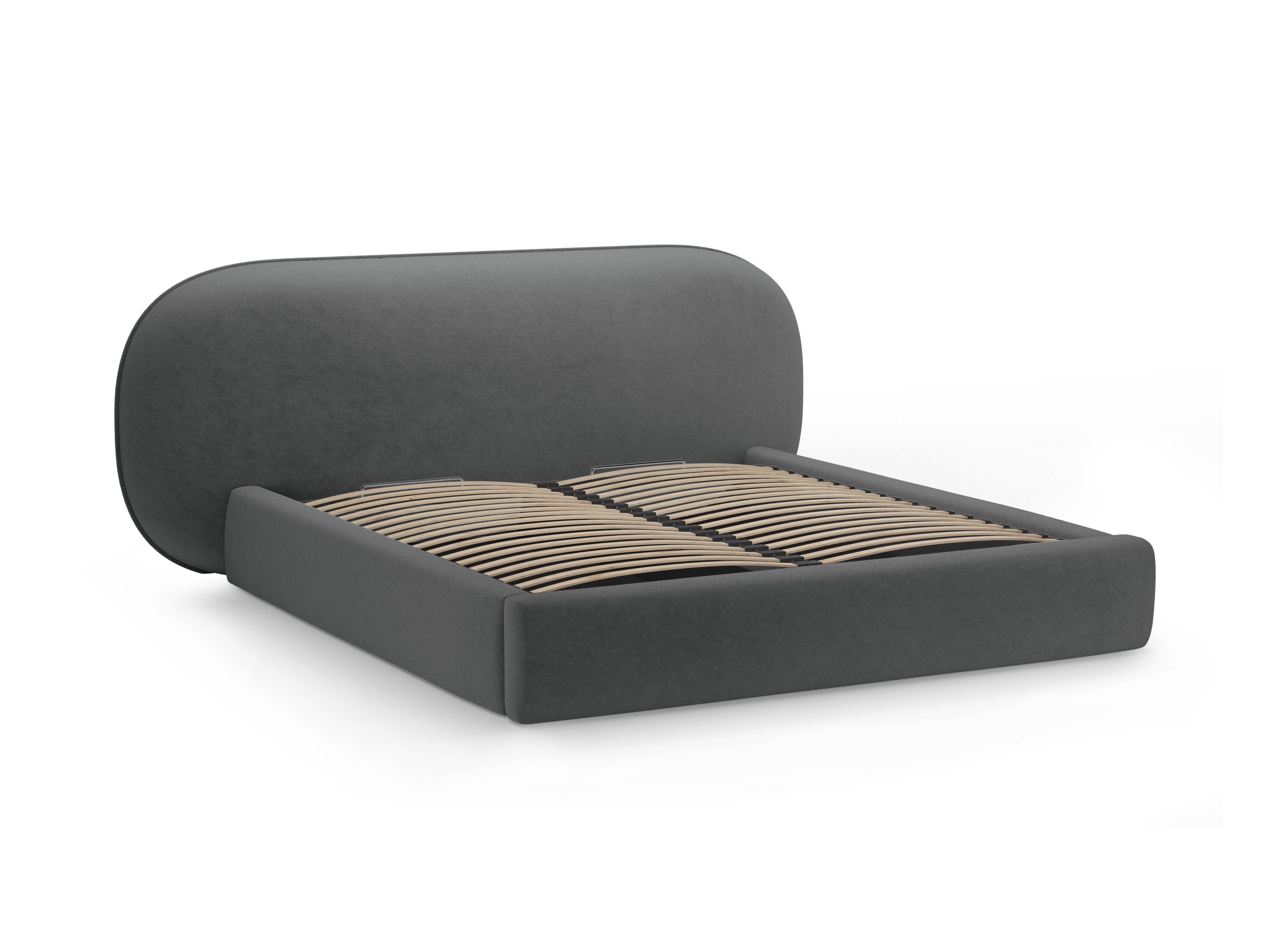 OVALO bed donkergrijs chenille