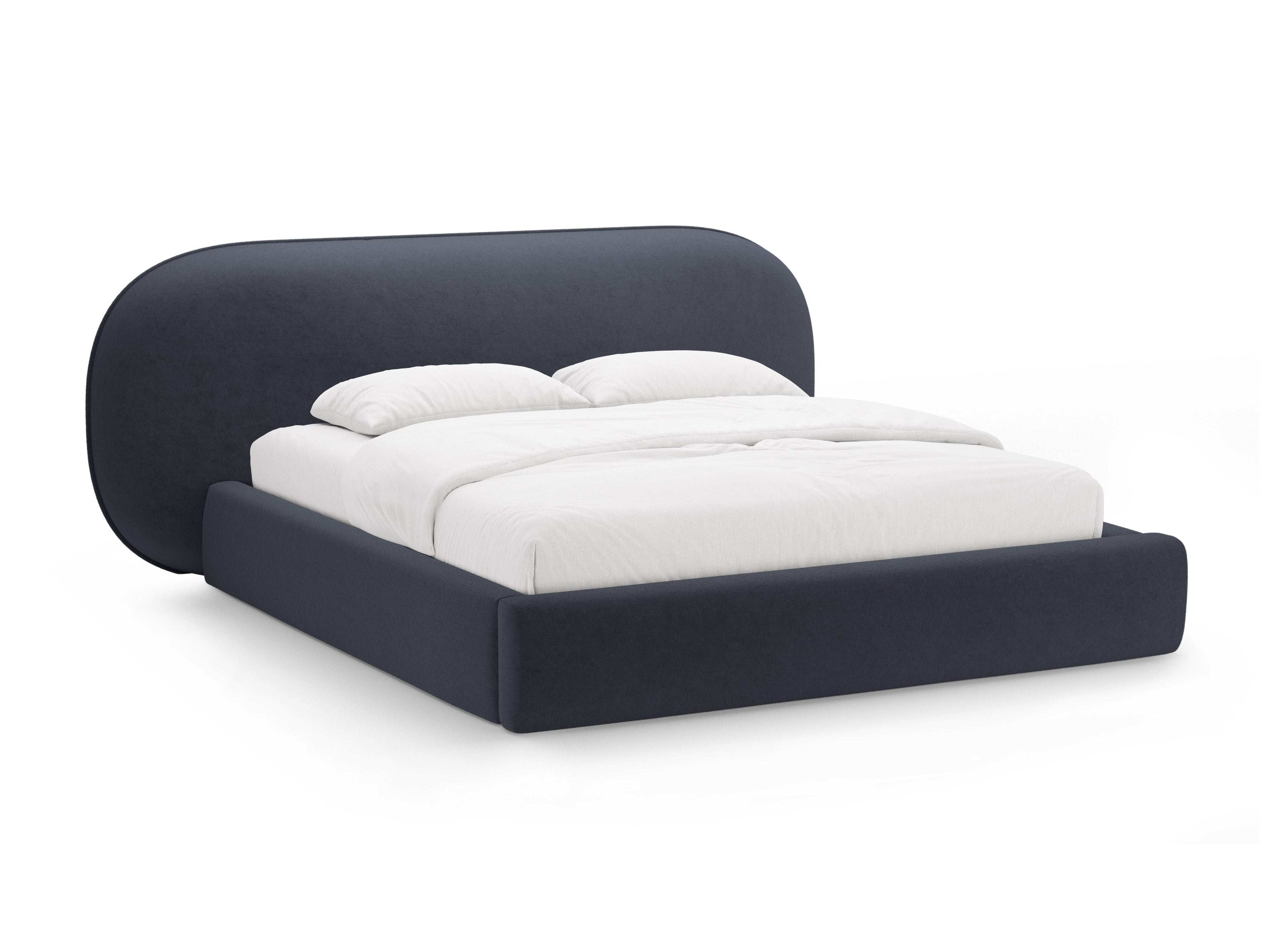 Bed OVALO donkerblauw chenille