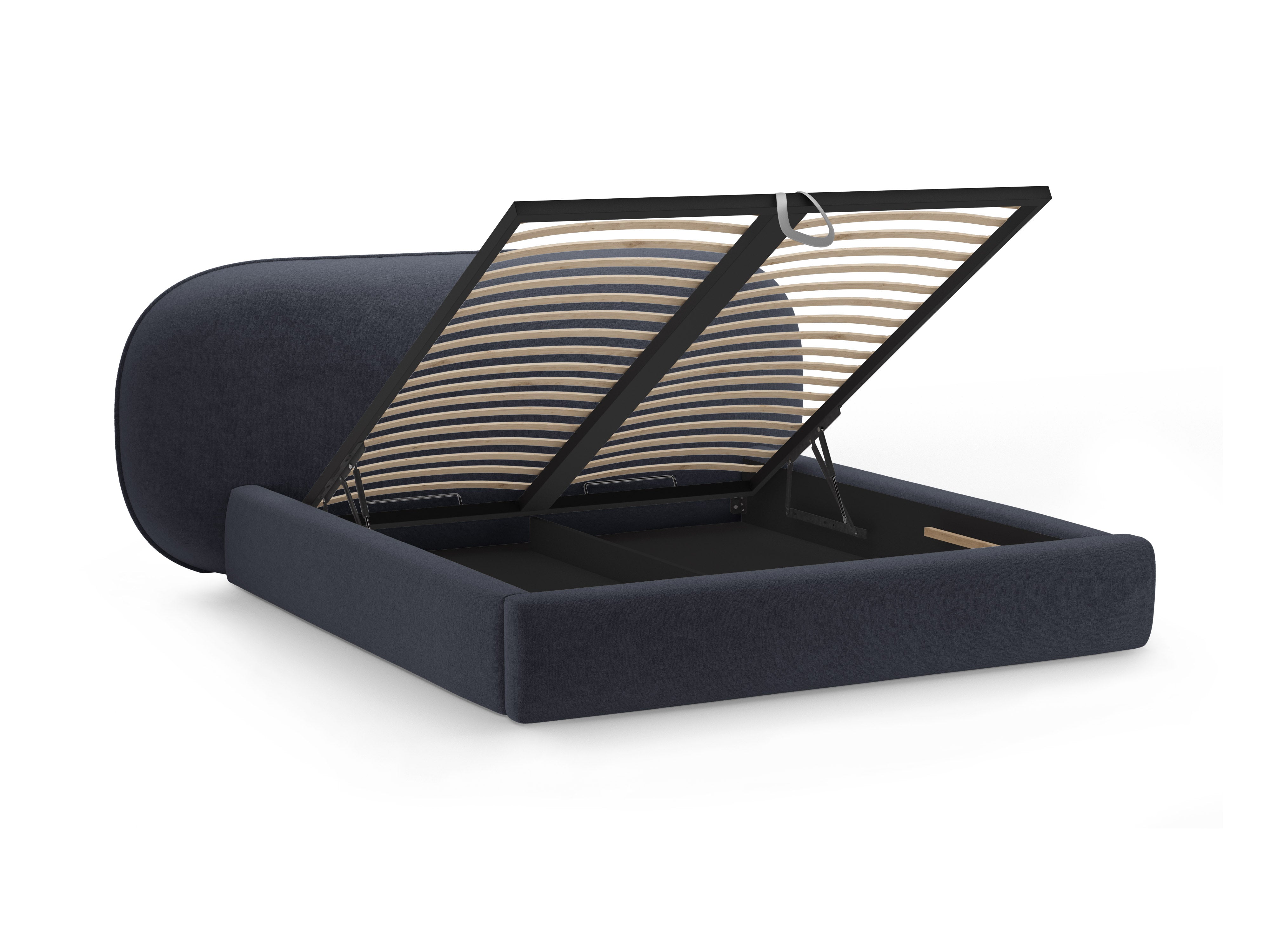 Bed OVALO donkerblauw chenille