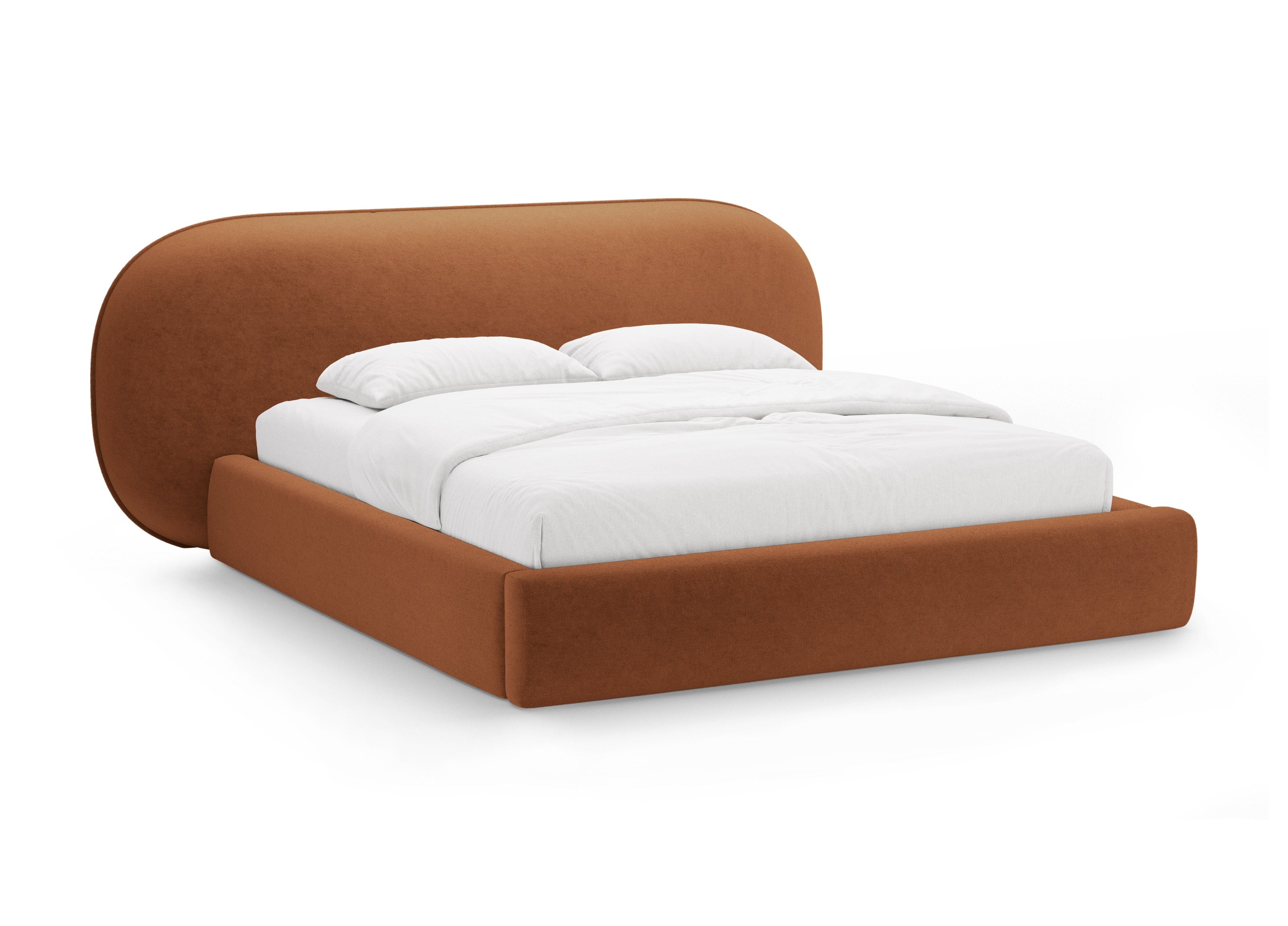 Bed OVALO terracotta chenille