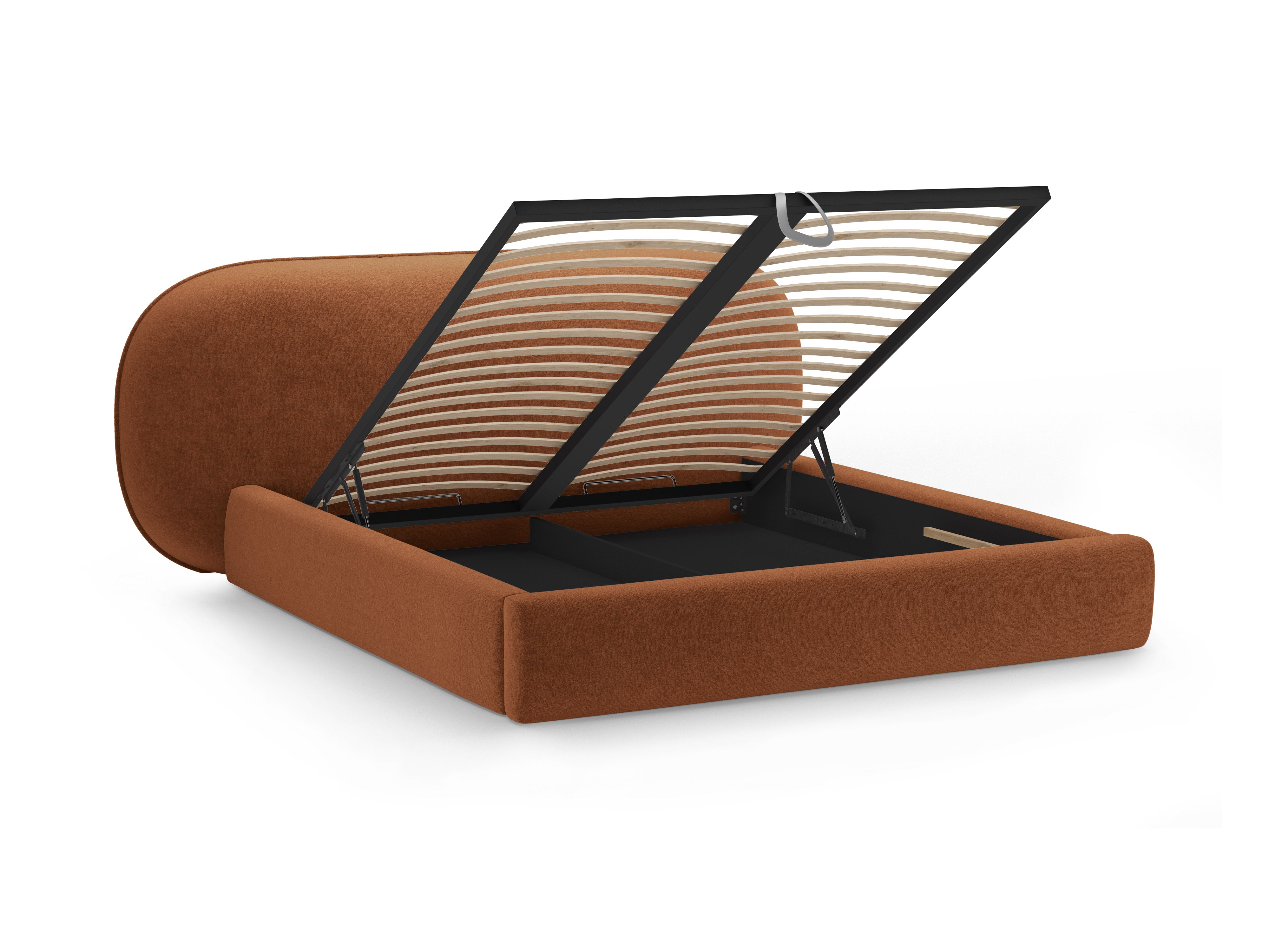 Bed OVALO terracotta chenille