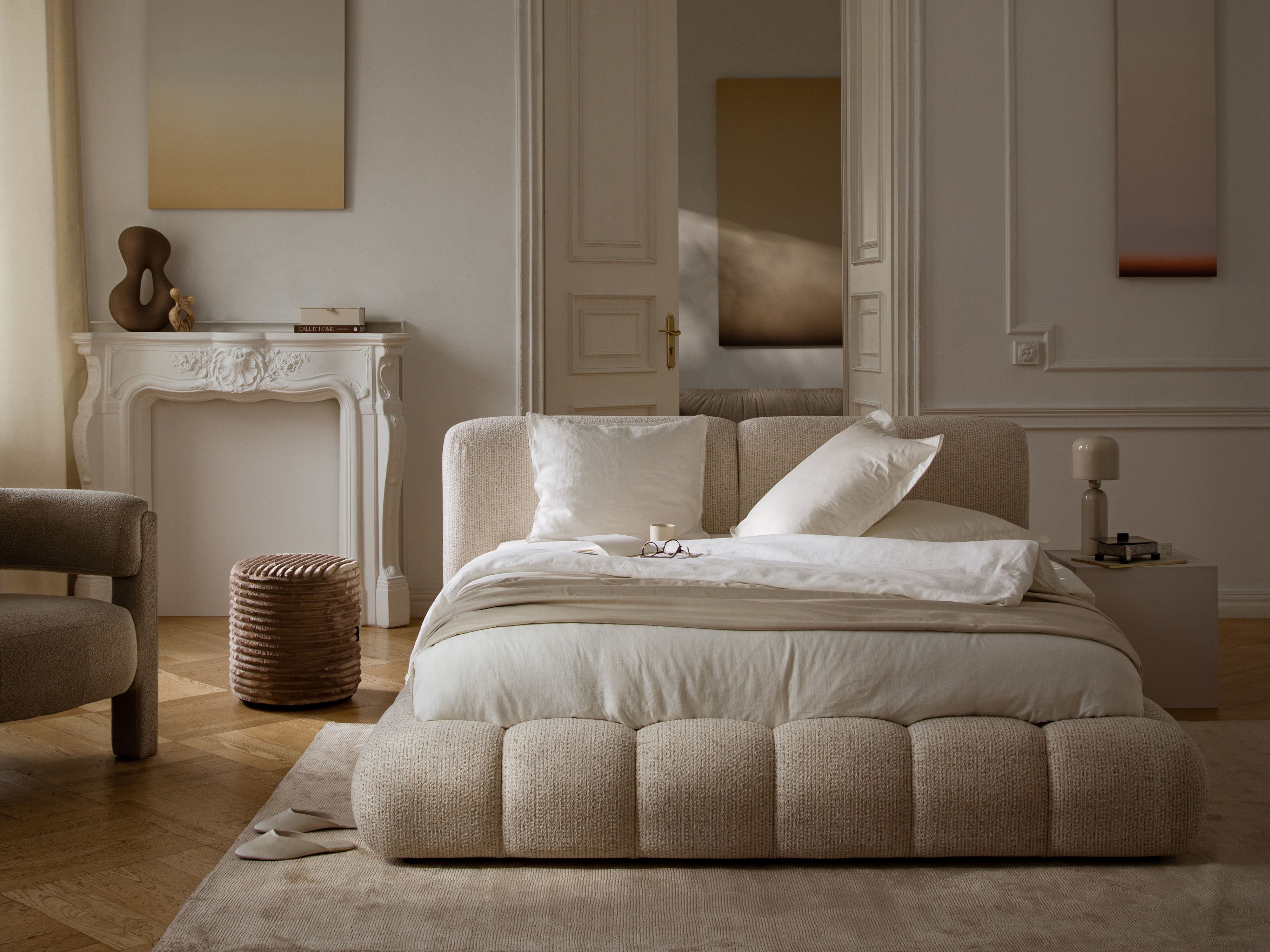 Bed SOLANGE terracotta chenille