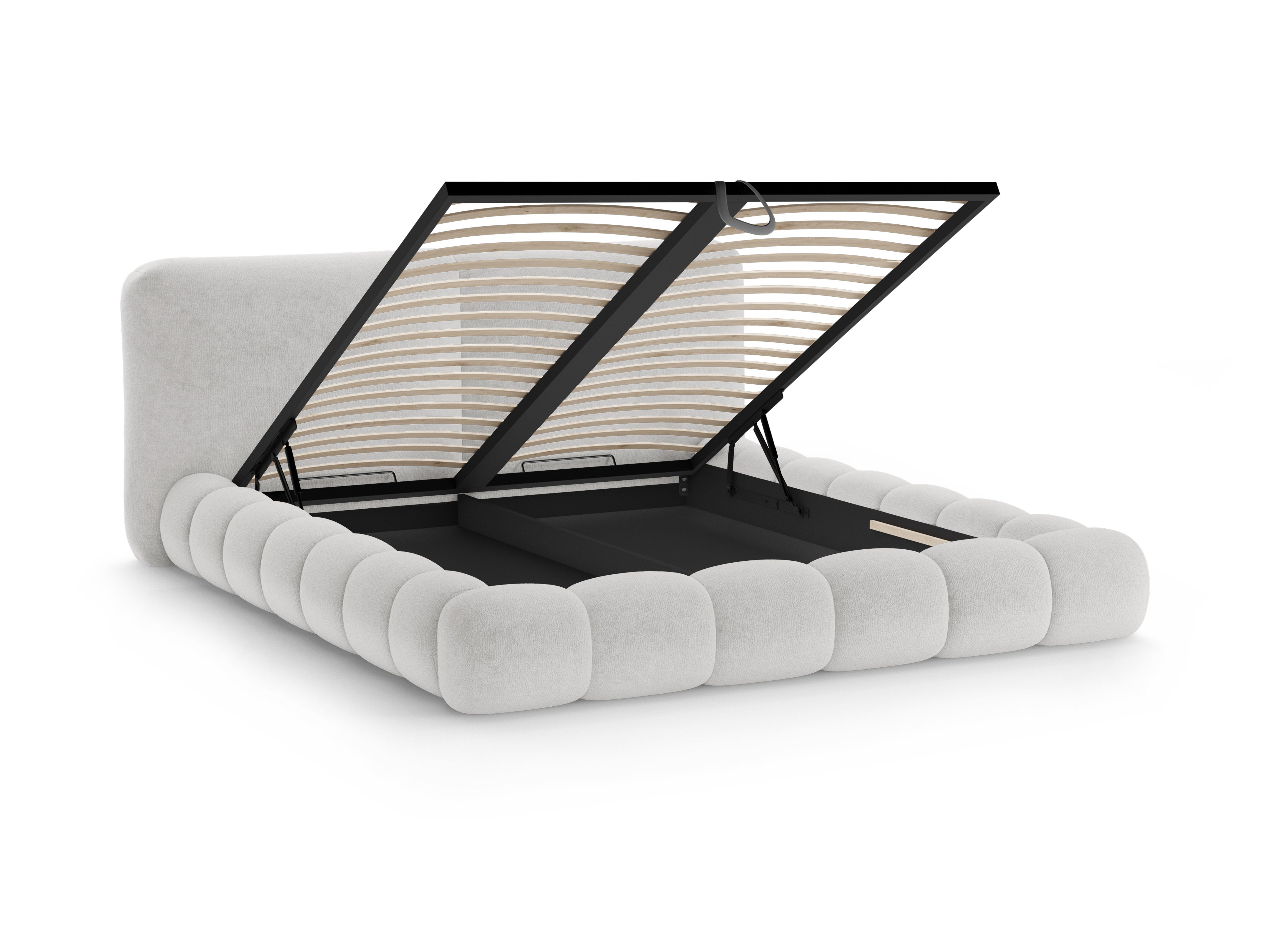 Bed SOLANGE lichtgrijs chenille
