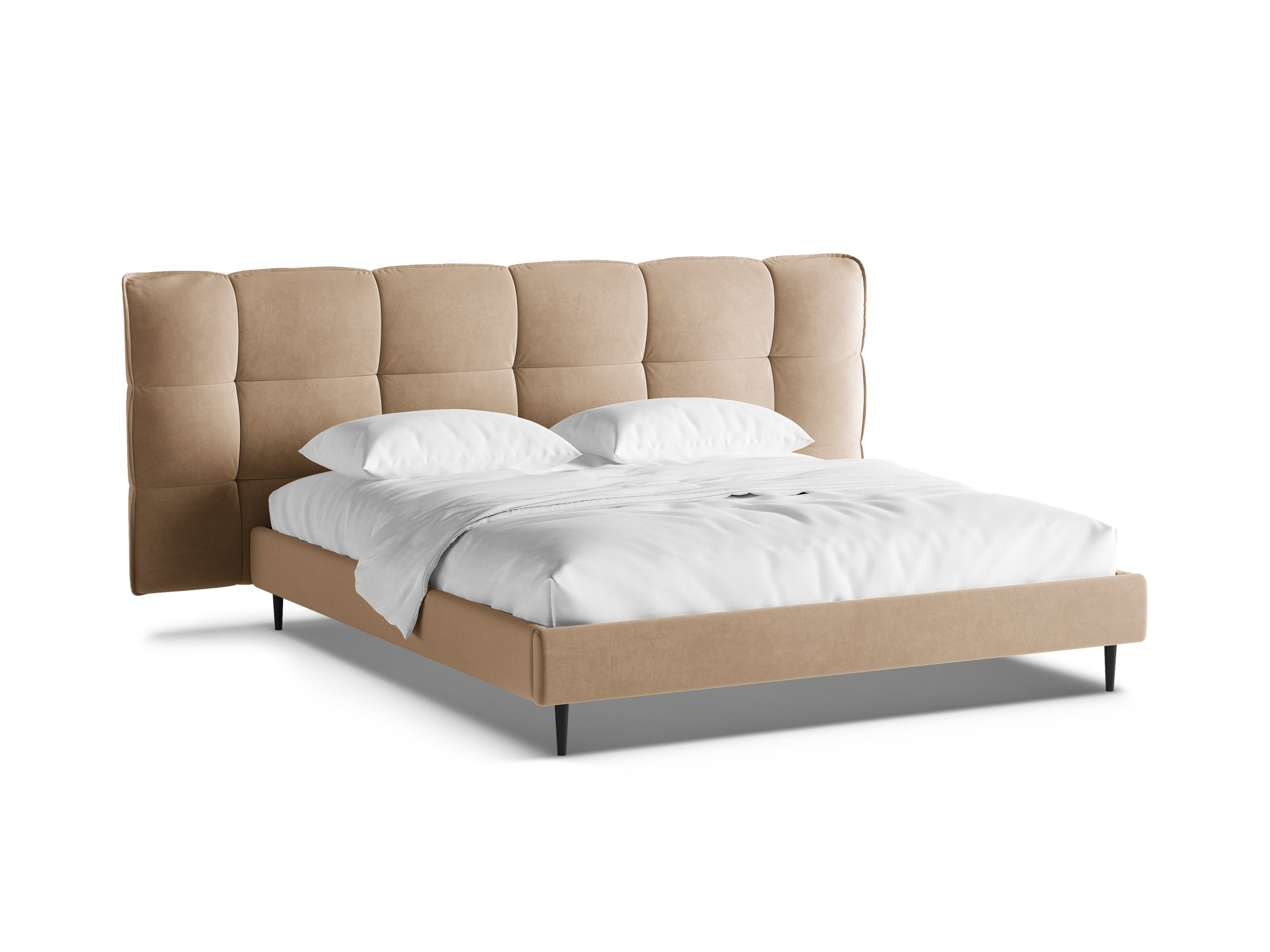 Velvet bed ERIC zandkleurig