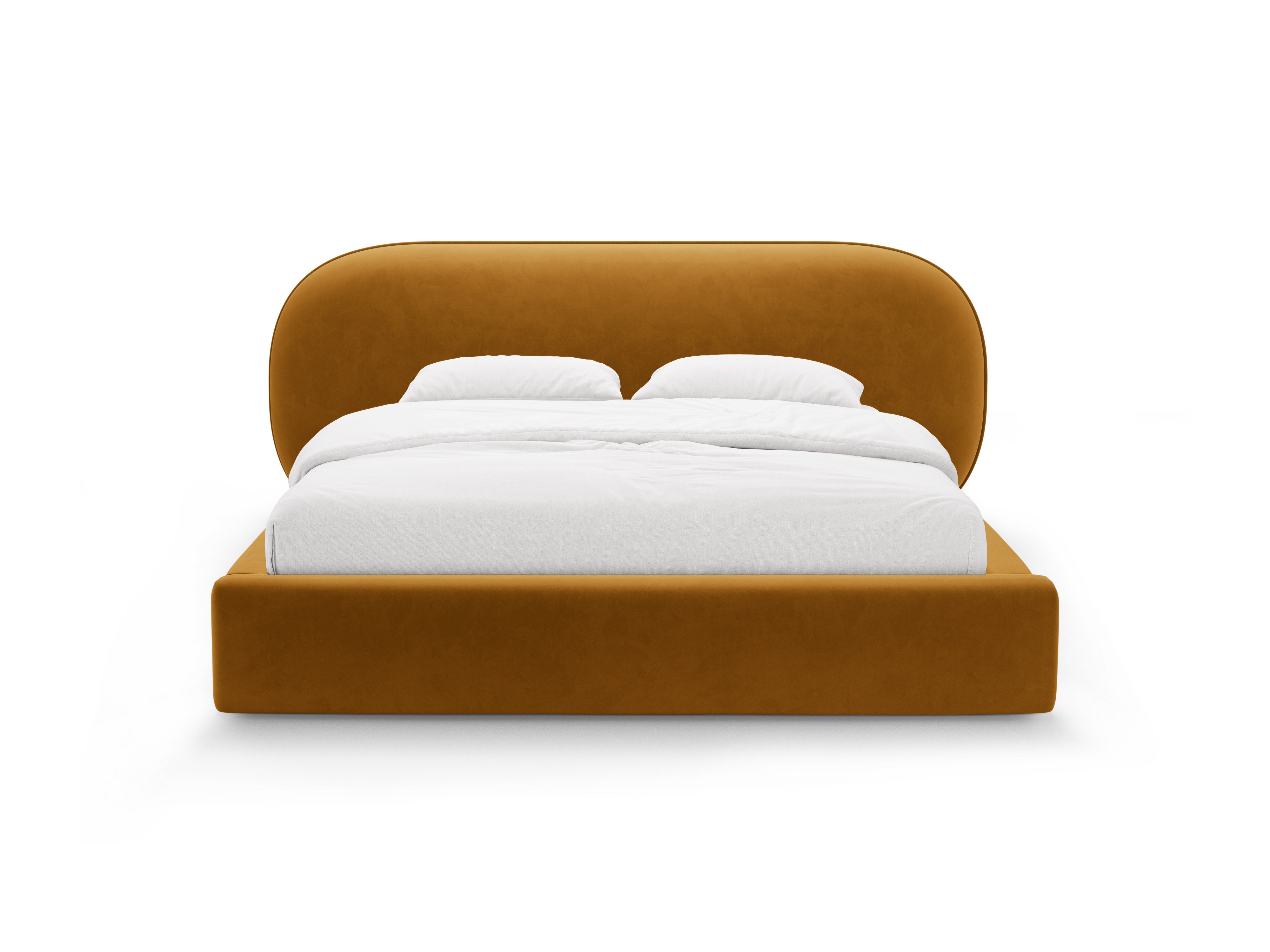 Velvet bed OVALO mosterdkleurig