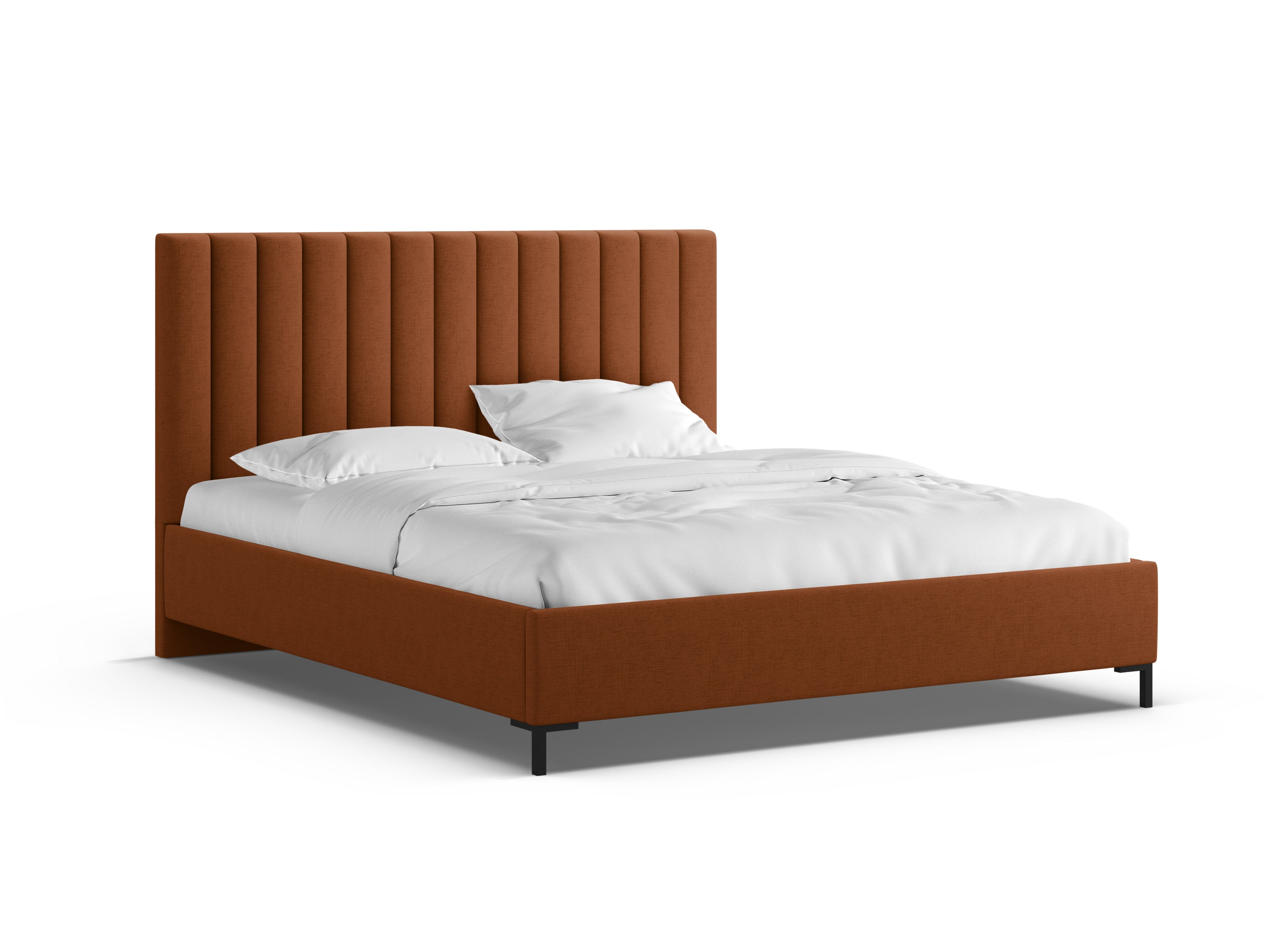 Bed met opbergruimte voor beddengoed ALLISON baksteenrood