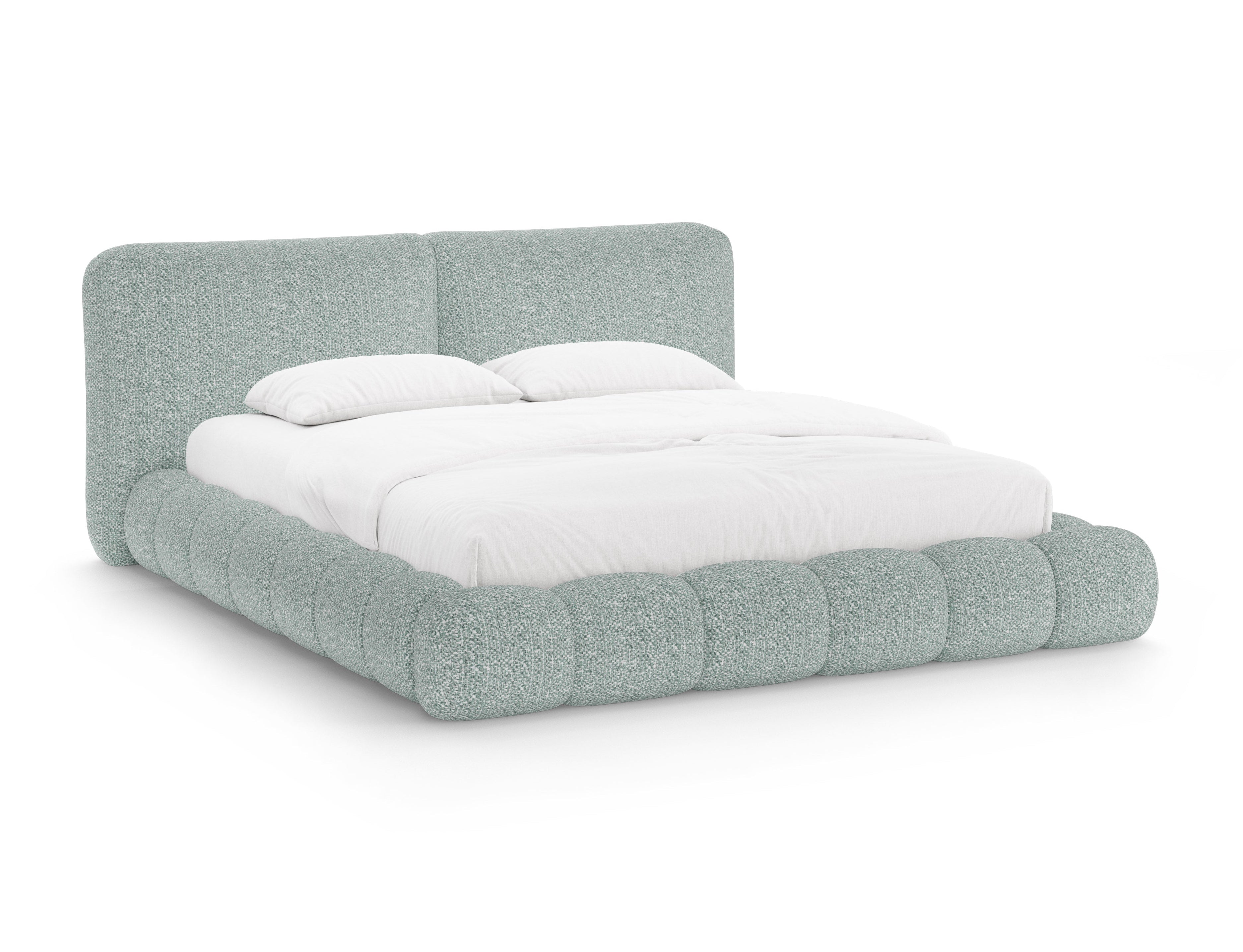Bett SOLANGE gedämpftes blaues Melange