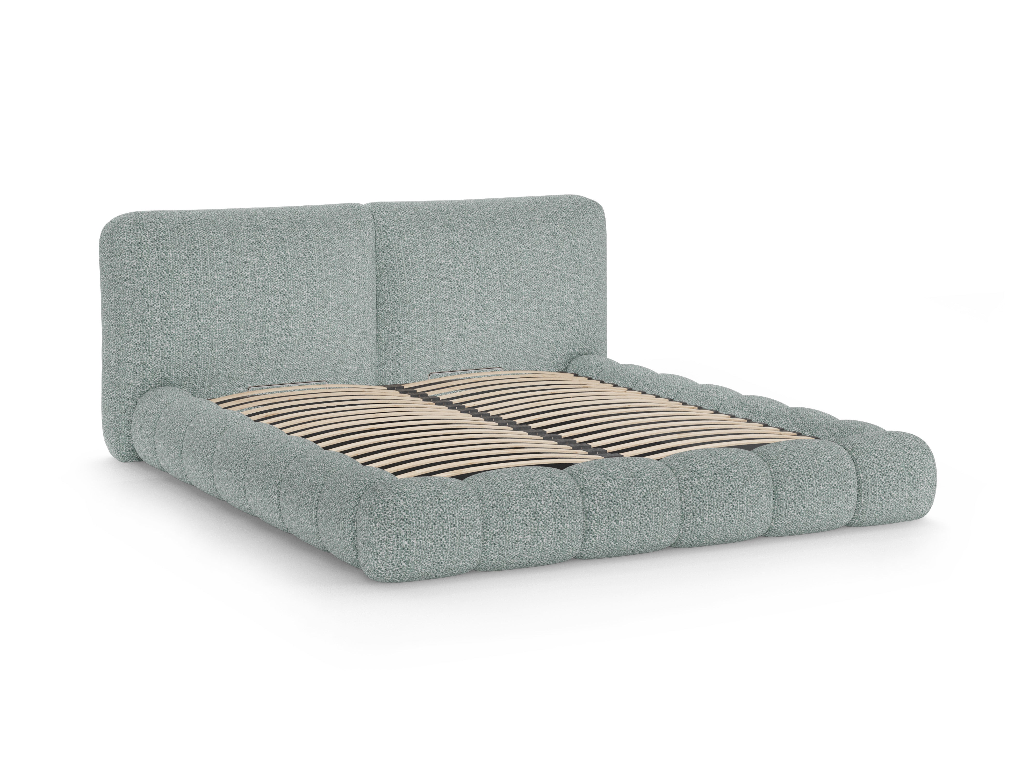Bett SOLANGE gedämpftes blaues Melange