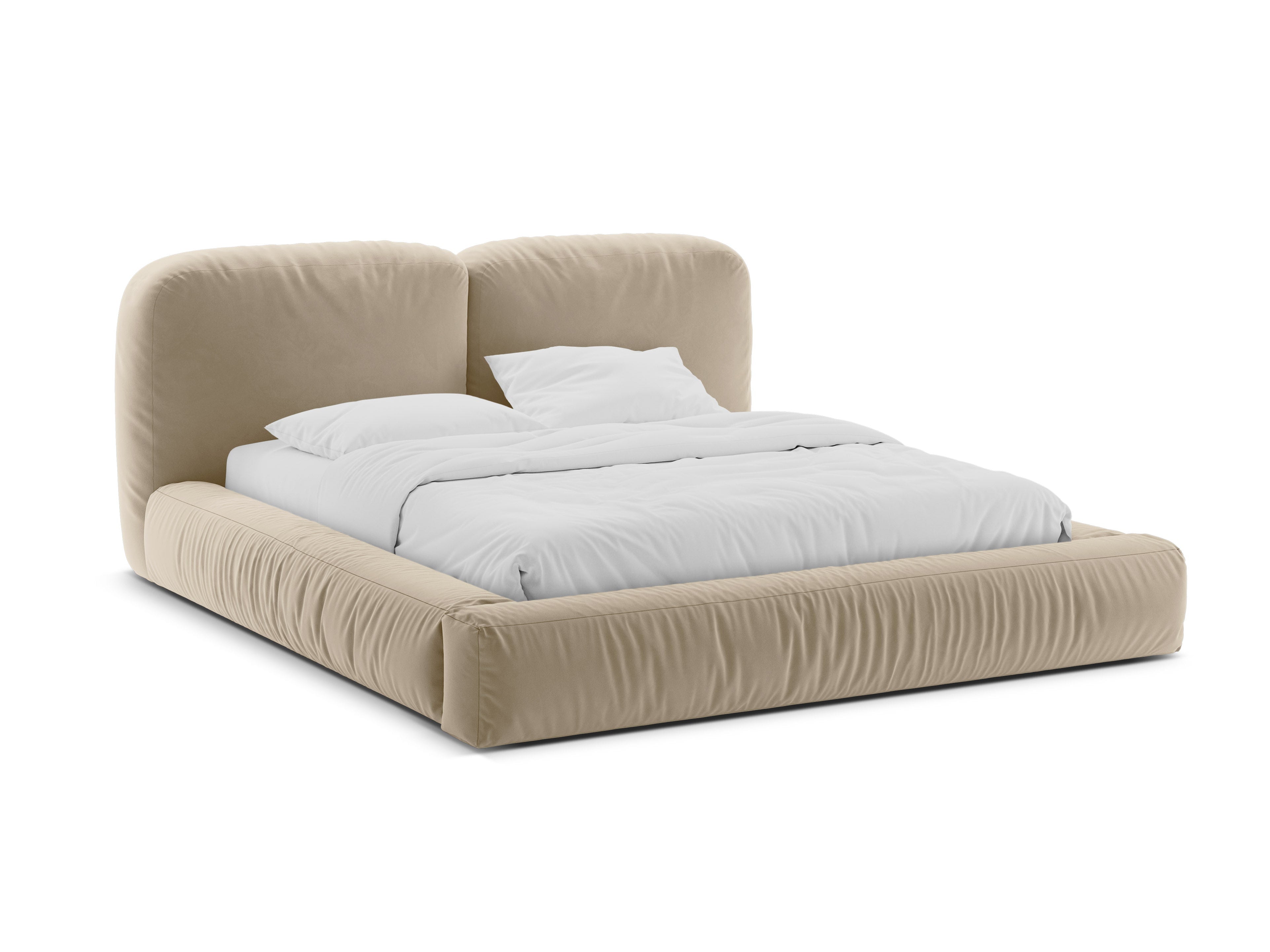 Velvet bed MARTINA lichtbeige